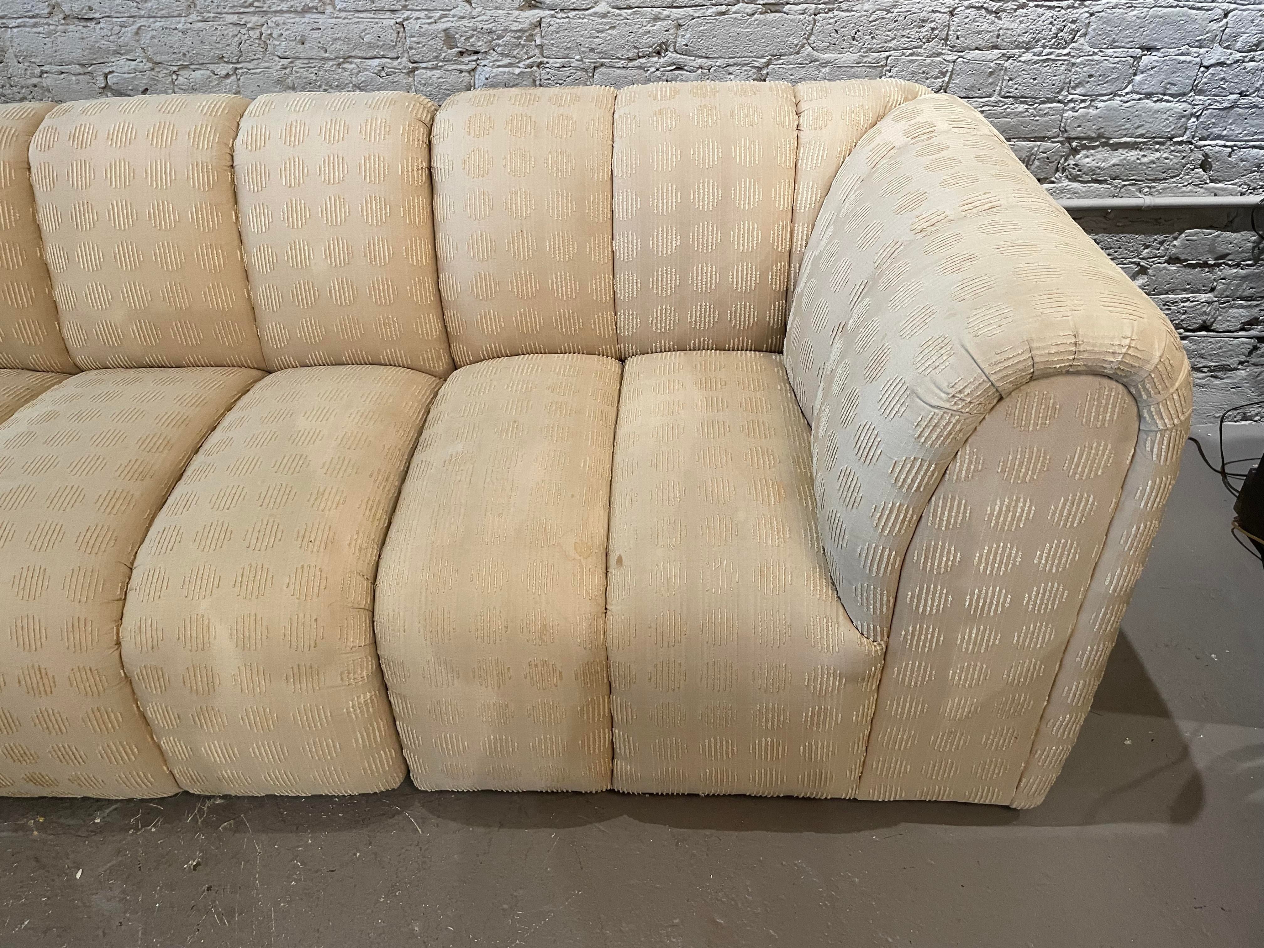 1980s Vintage Channeled Sectional Sofa