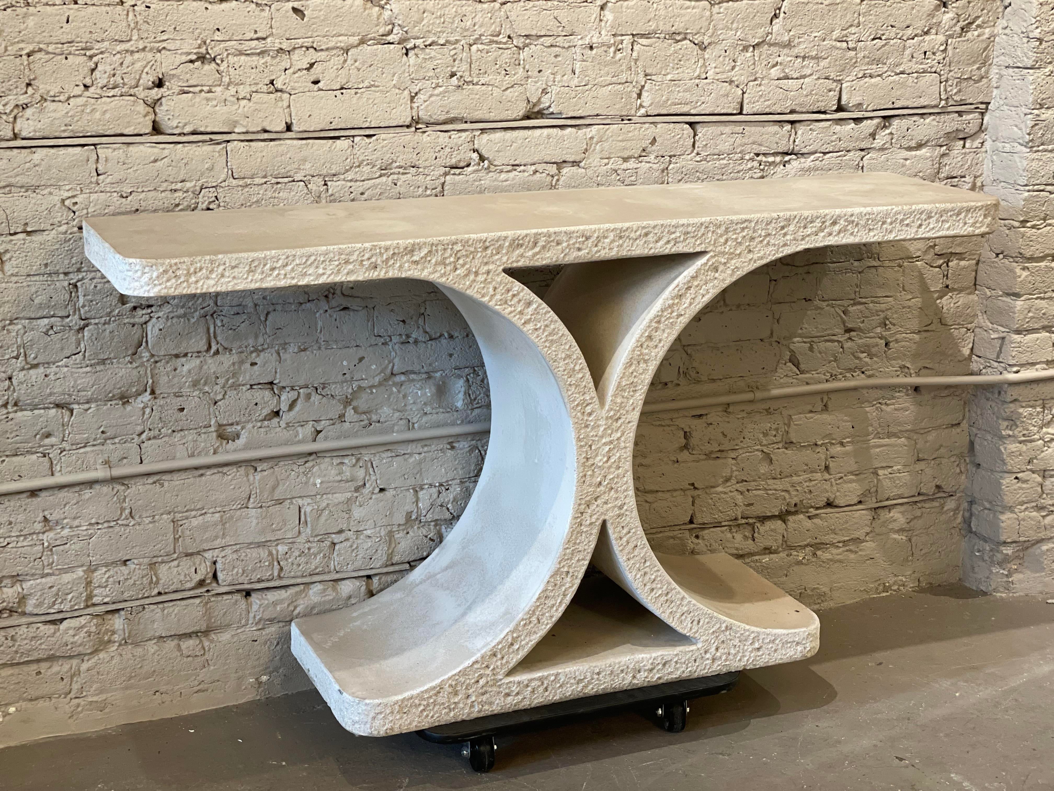 1980s Vintage Concrete Console Table in the Style of Karl Lagerfeld