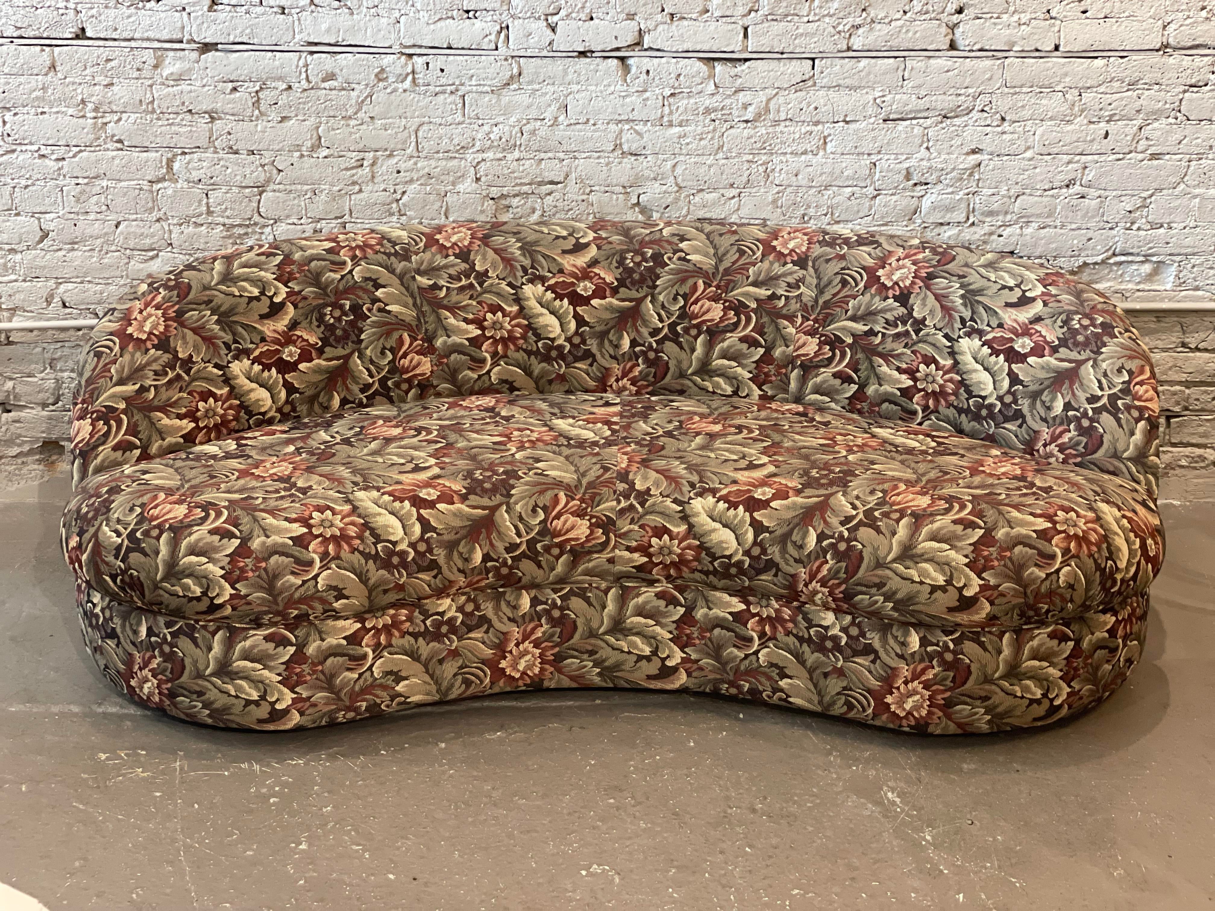 1980s Vintage Curved Kidney Postmodern Sofa