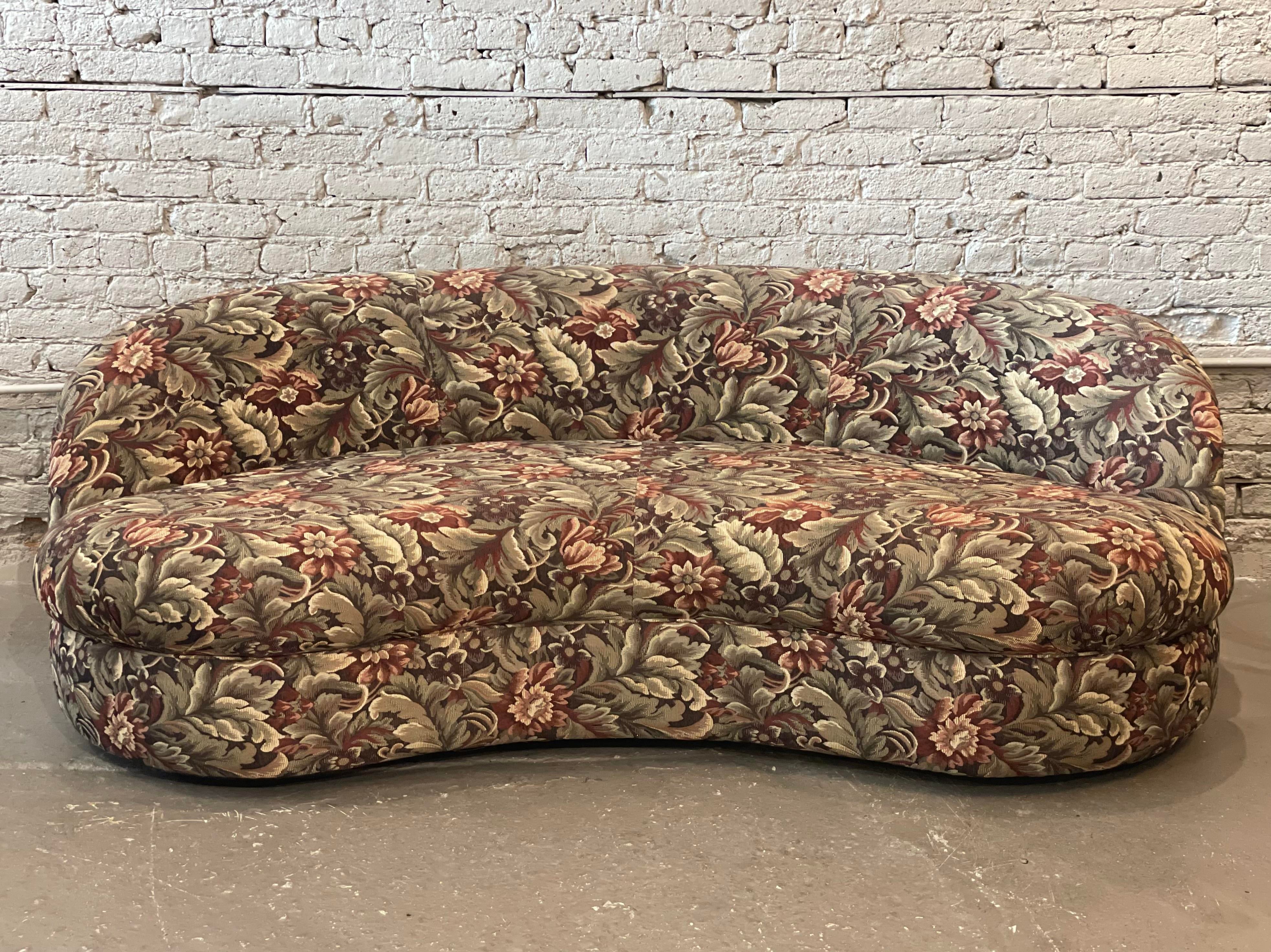 1980s Vintage Curved Kidney Postmodern Sofa