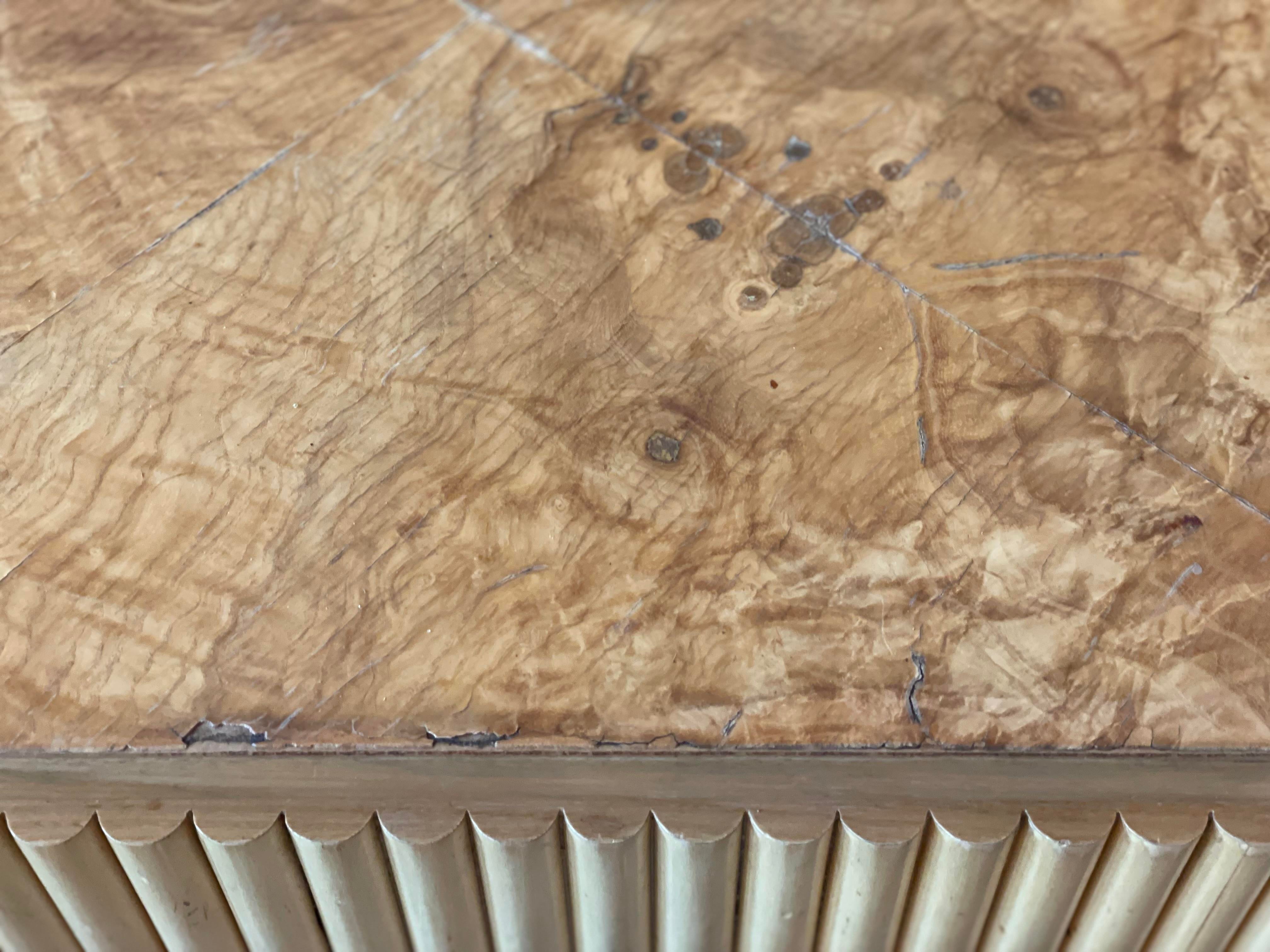1980s Vintage Custom Made Bamboo and Burled Wood Coffee Table