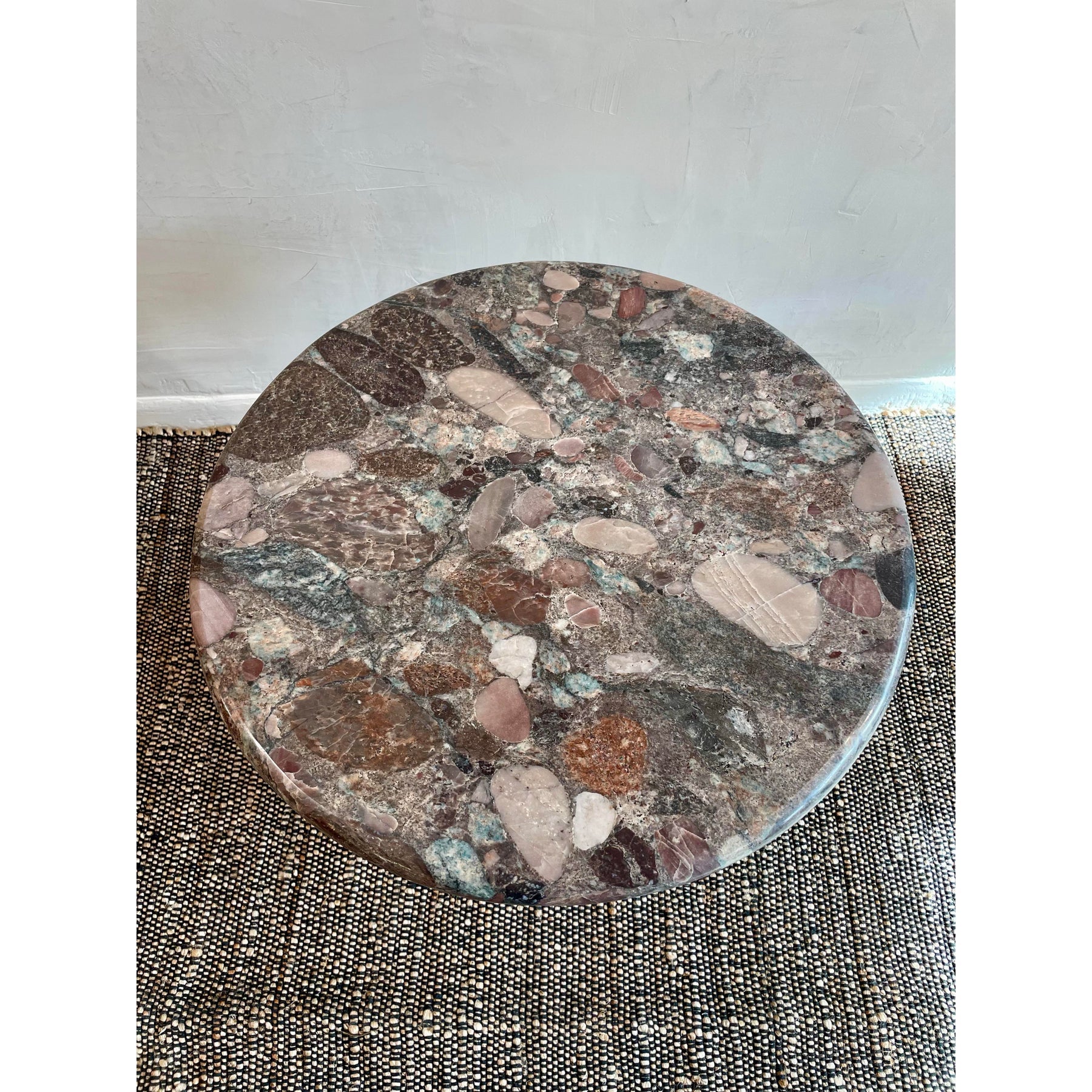 1980s Vintage Custom Rosa Marinace Granite Stone Side Table