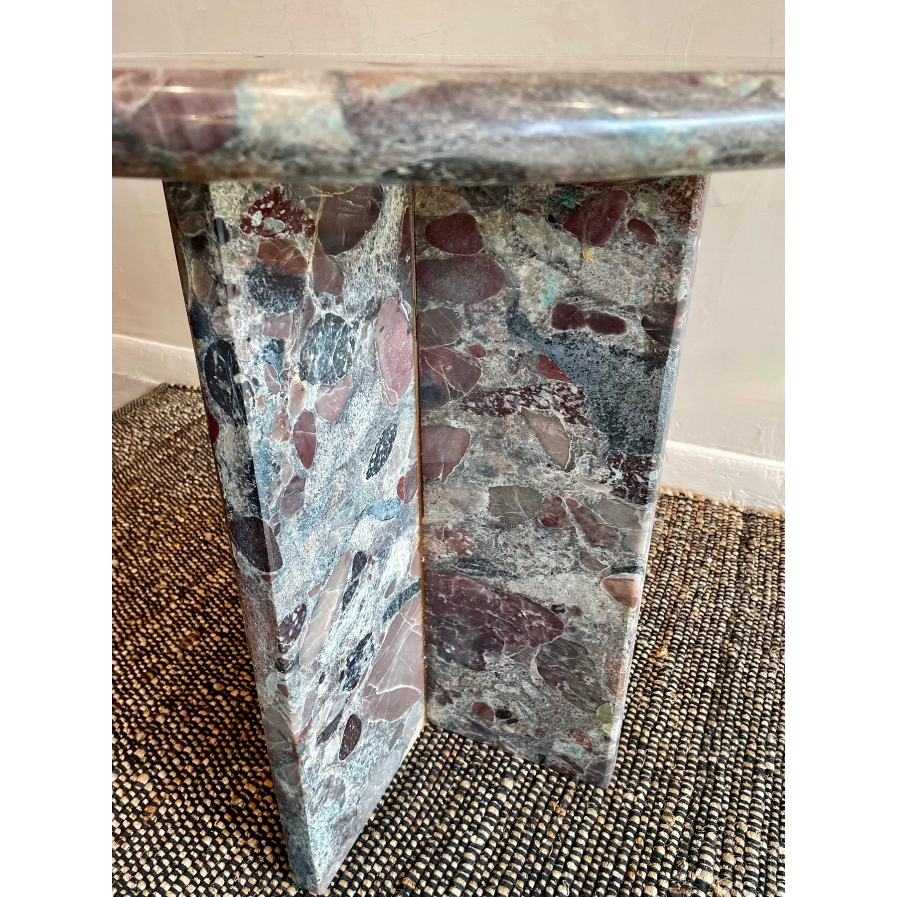 1980s Vintage Custom Rosa Marinace Granite Stone Side Table