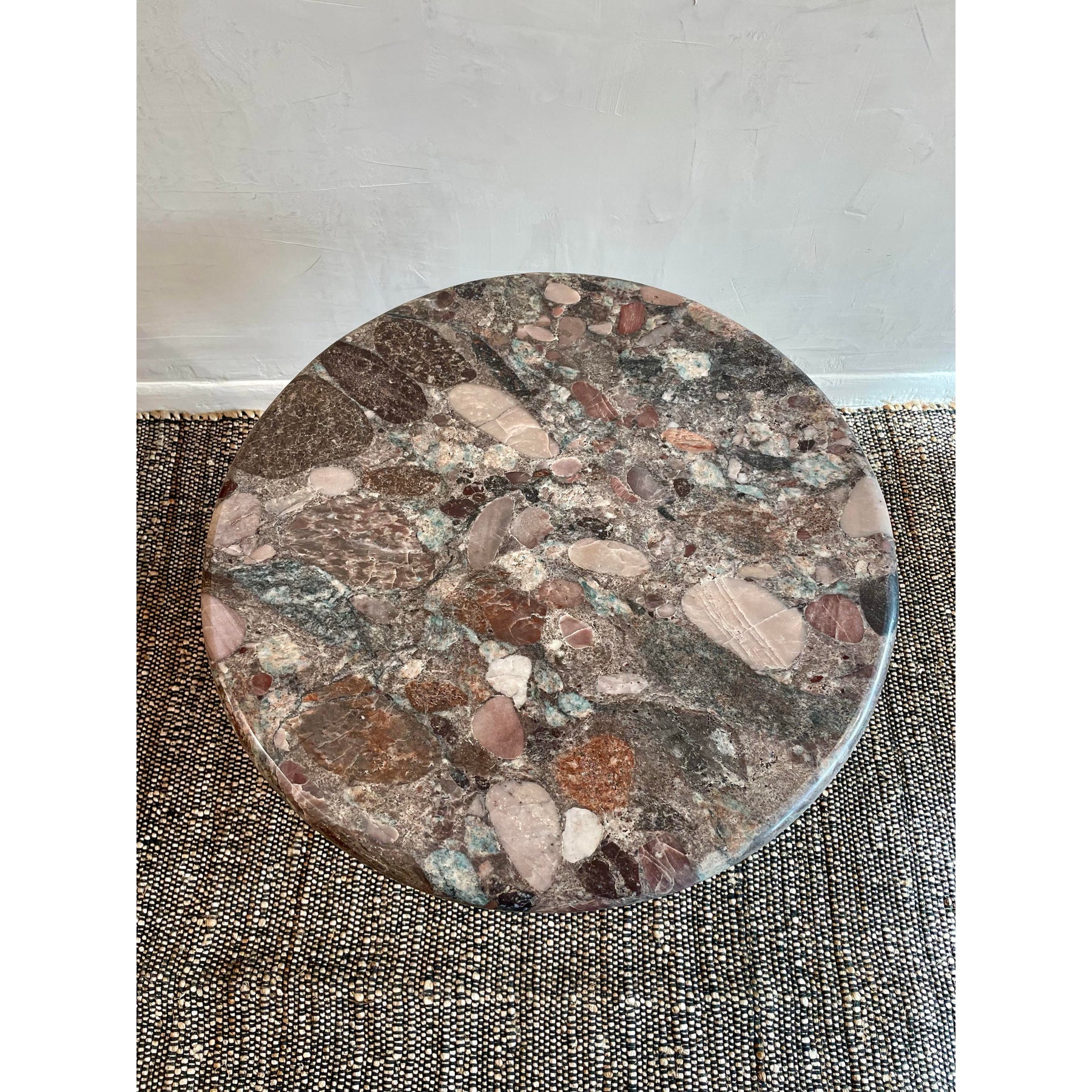 1980s Vintage Custom Rosa Marinace Granite Stone Side Table