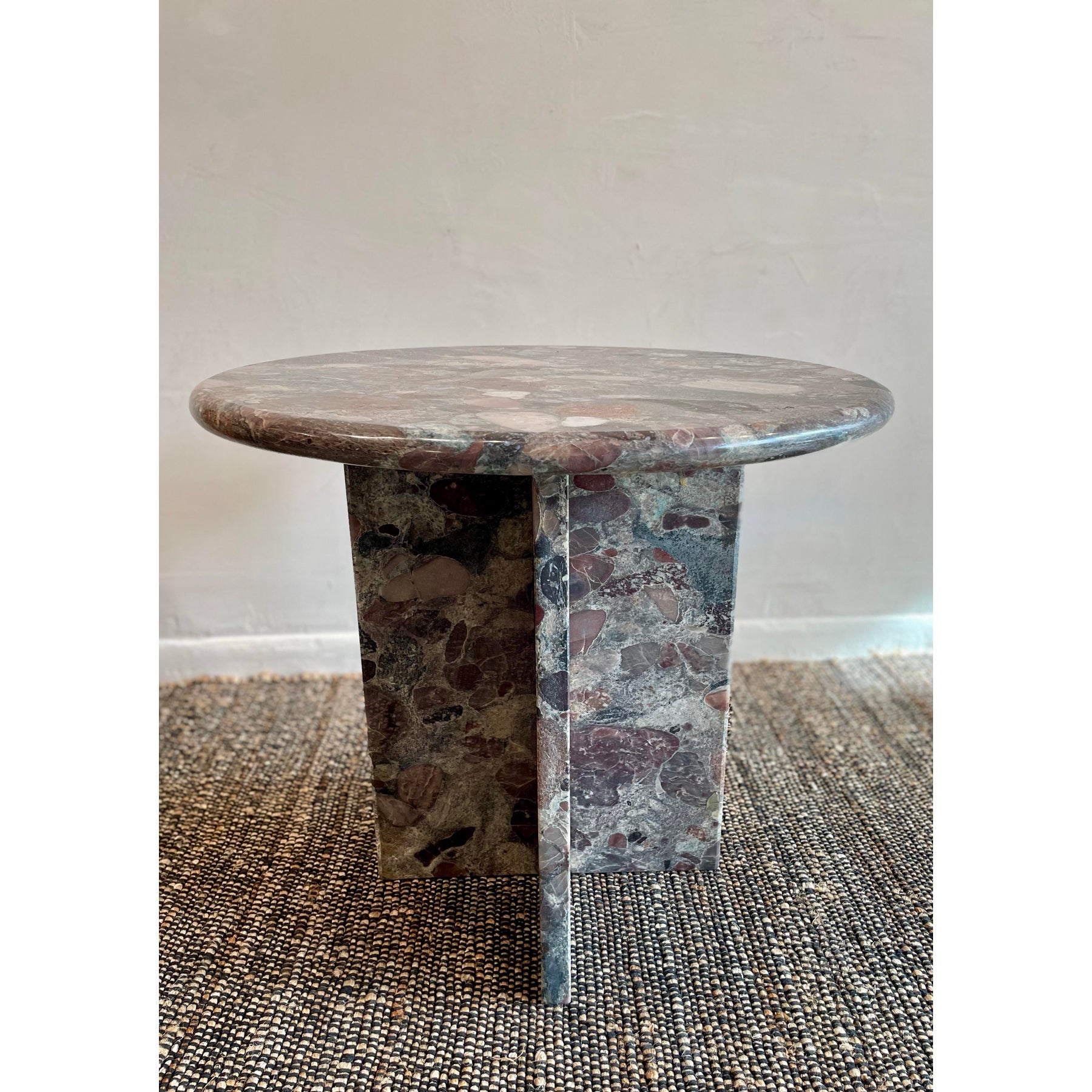 1980s Vintage Custom Rosa Marinace Granite Stone Side Table