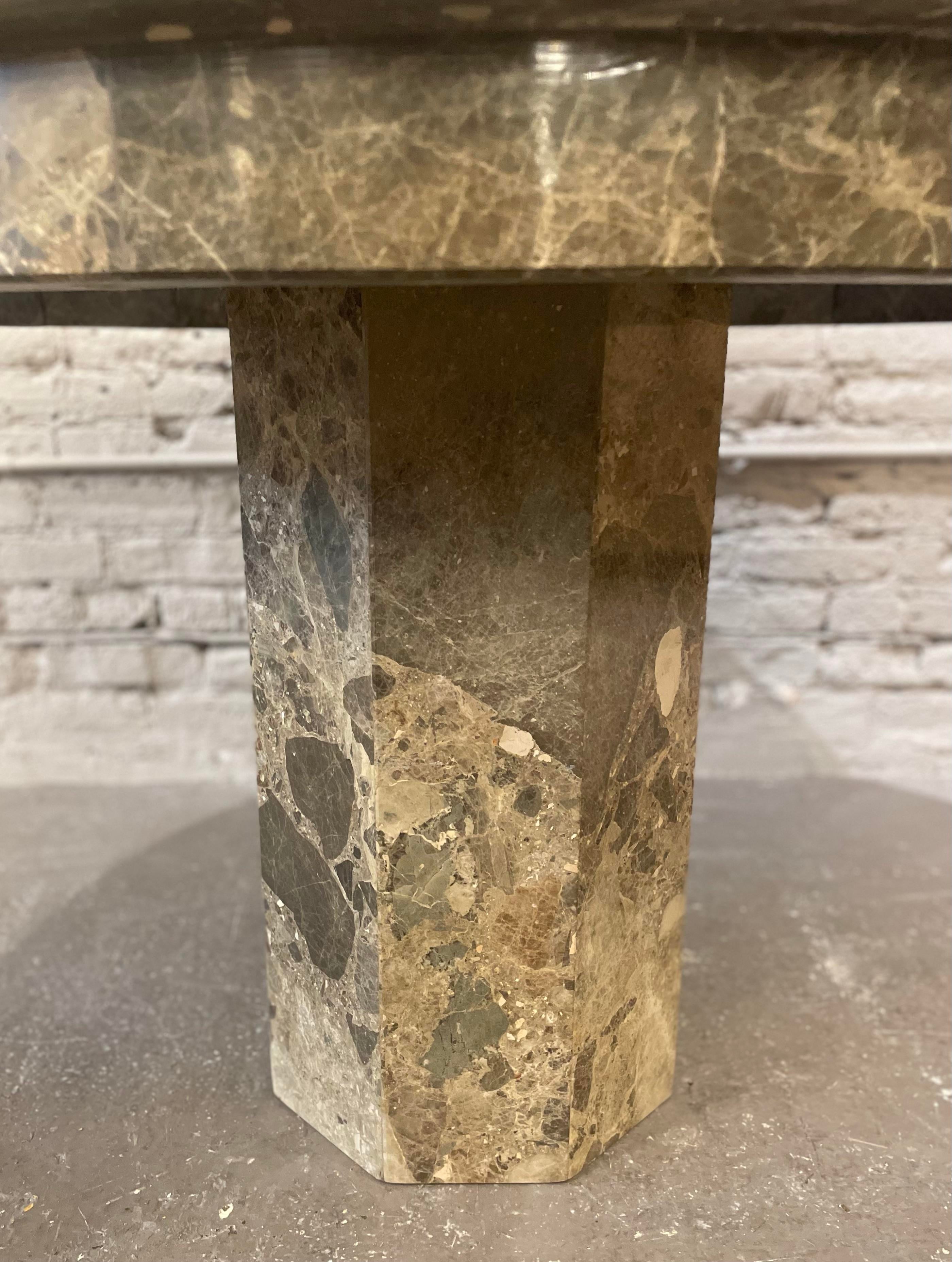 1980s Vintage Emperador Italian Marble Entry Dining Table