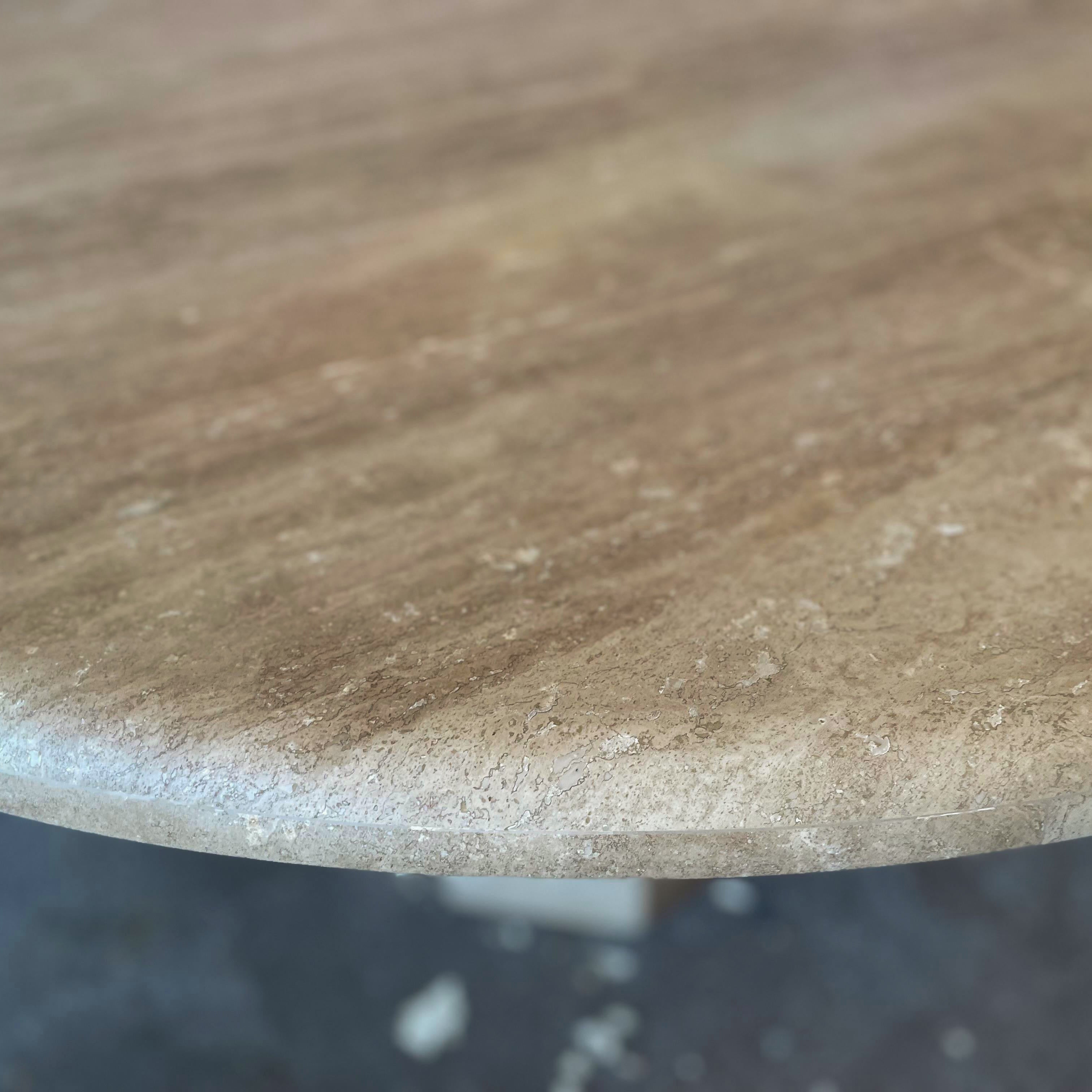 1980s Vintage Honed Walnut Travertine Dining/Entry Table