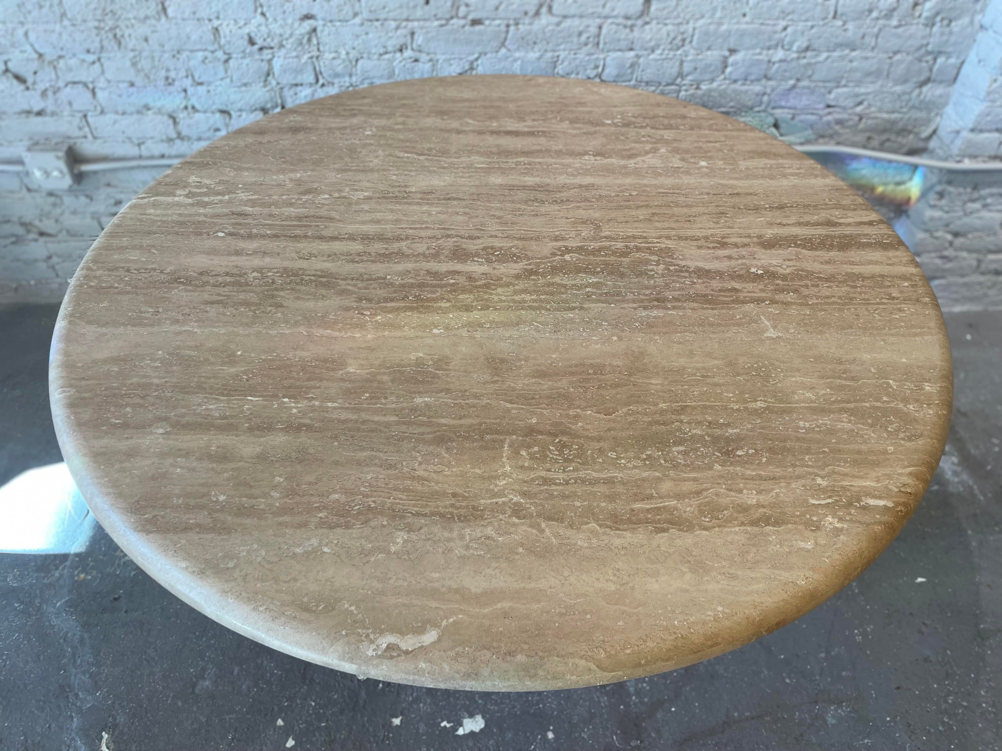 1980s Vintage Honed Walnut Travertine Dining/Entry Table