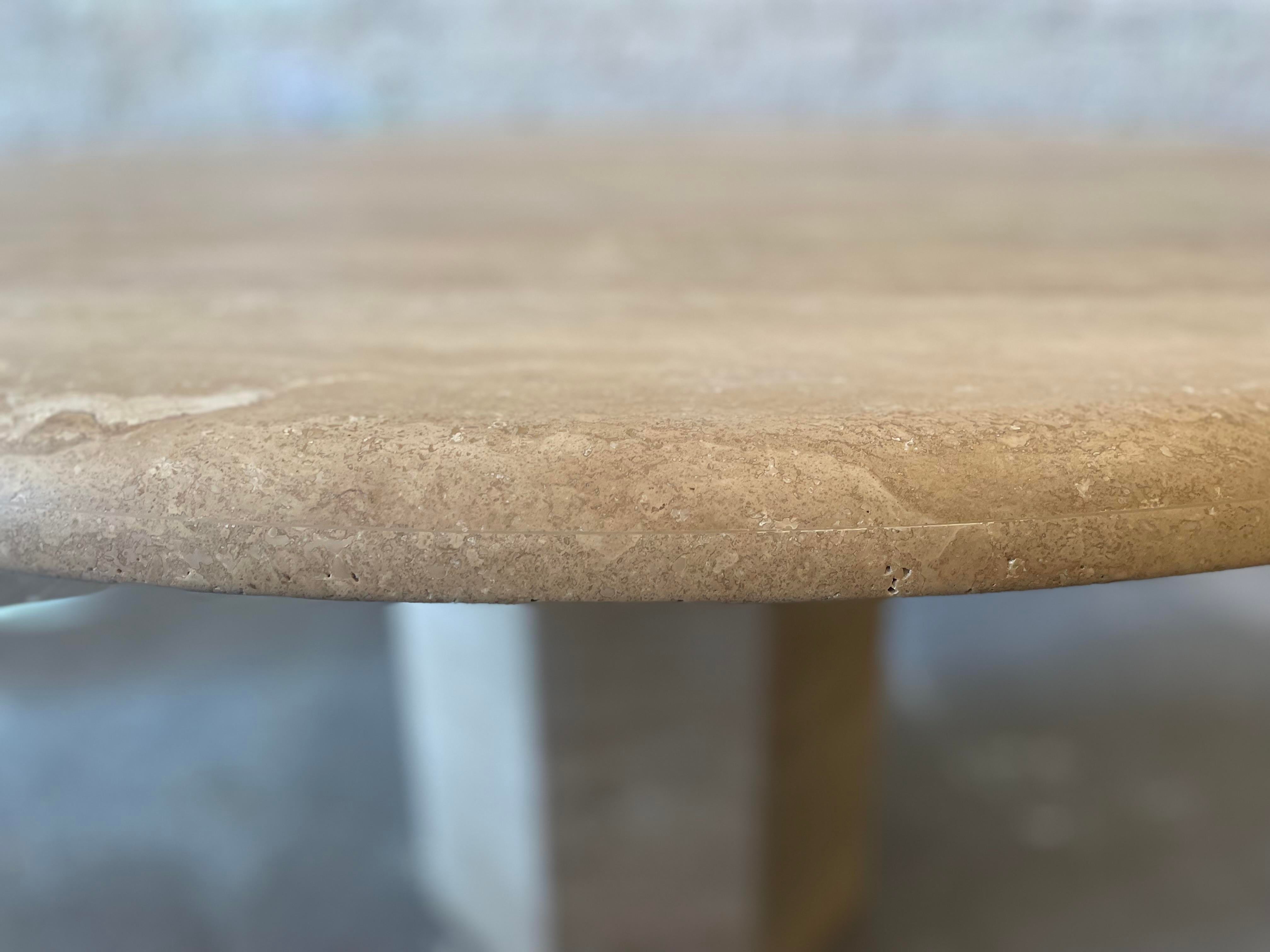 1980s Vintage Honed Walnut Travertine Dining/Entry Table