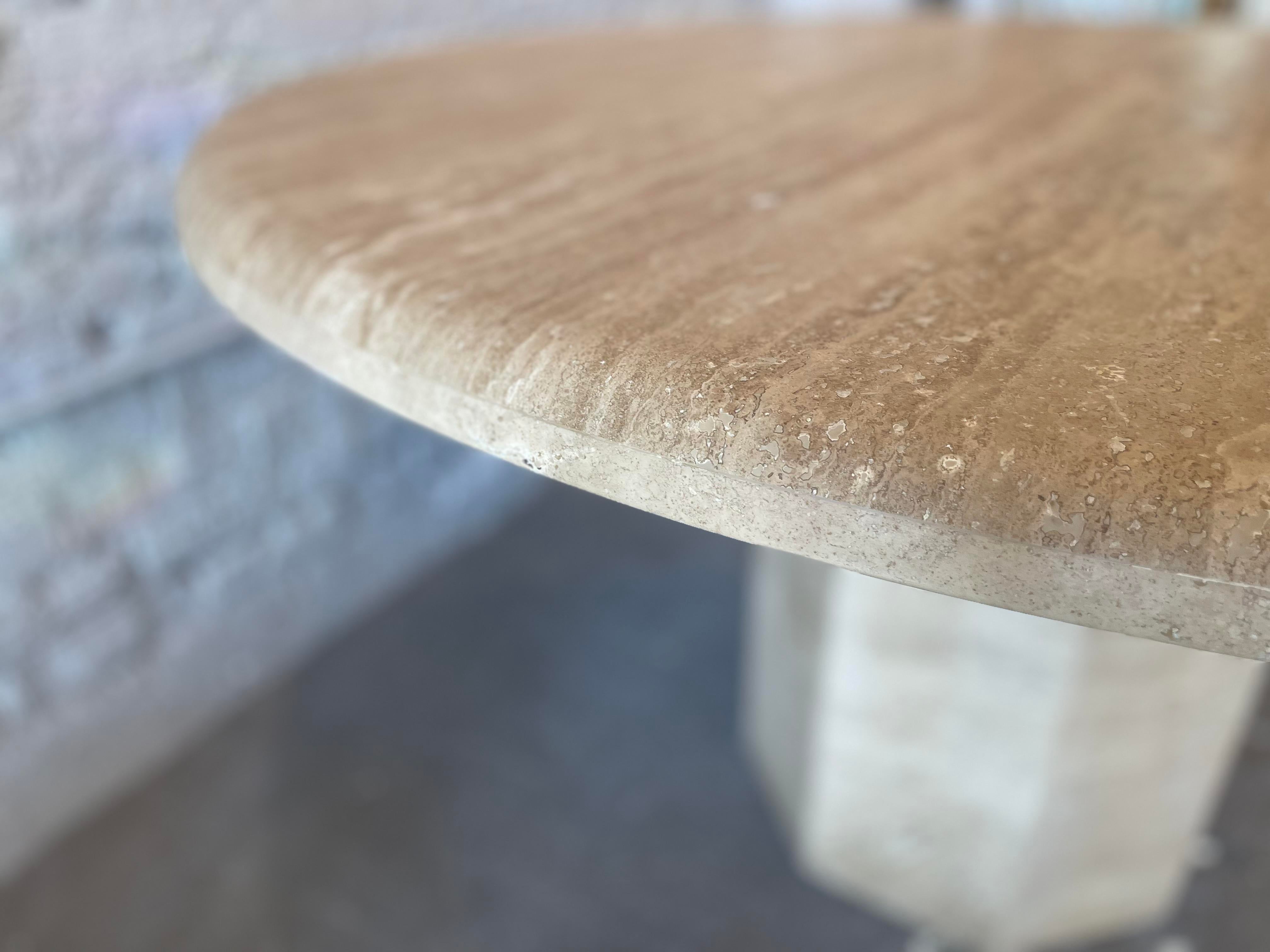 1980s Vintage Honed Walnut Travertine Dining/Entry Table