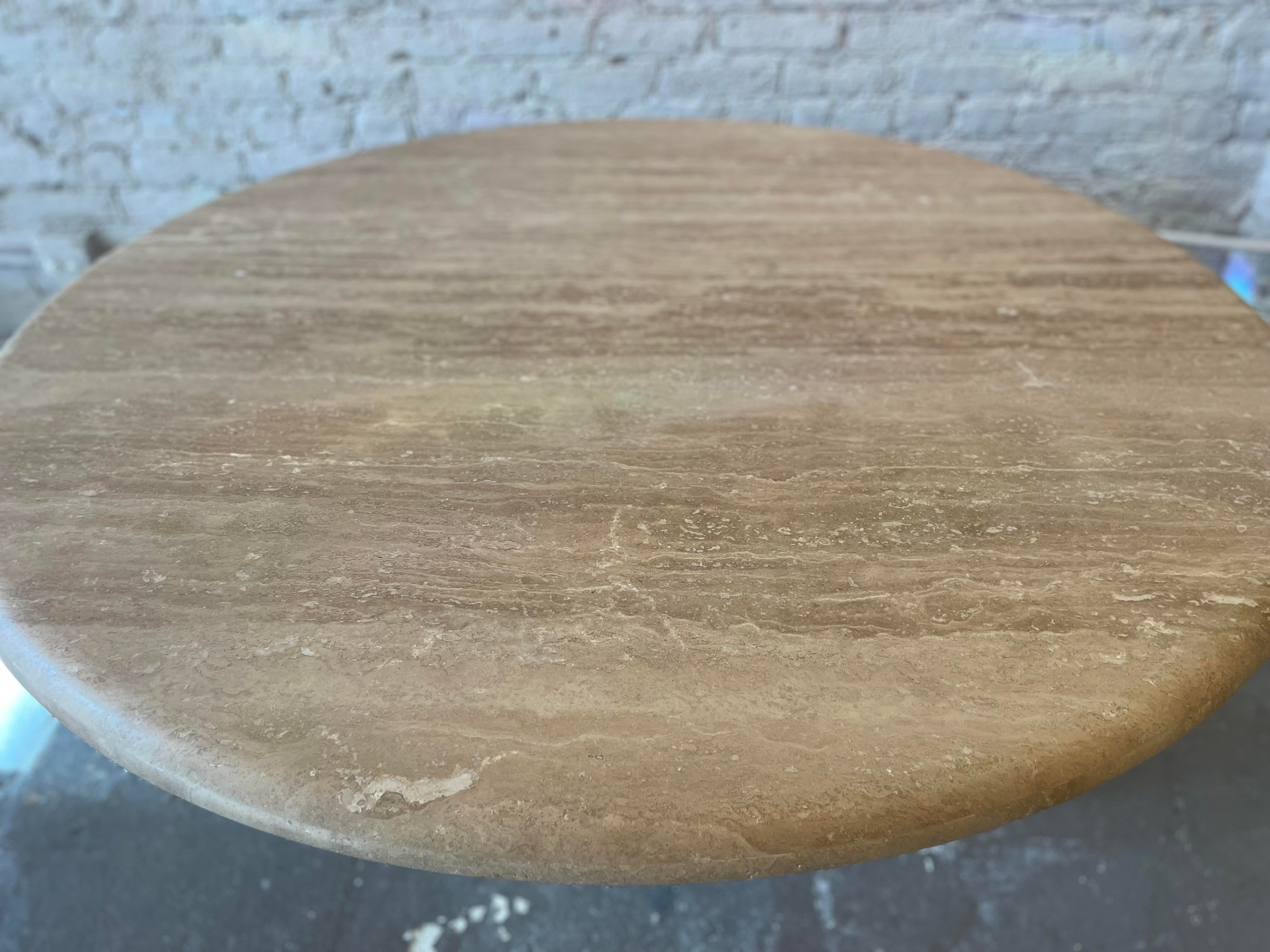1980s Vintage Honed Walnut Travertine Dining/Entry Table