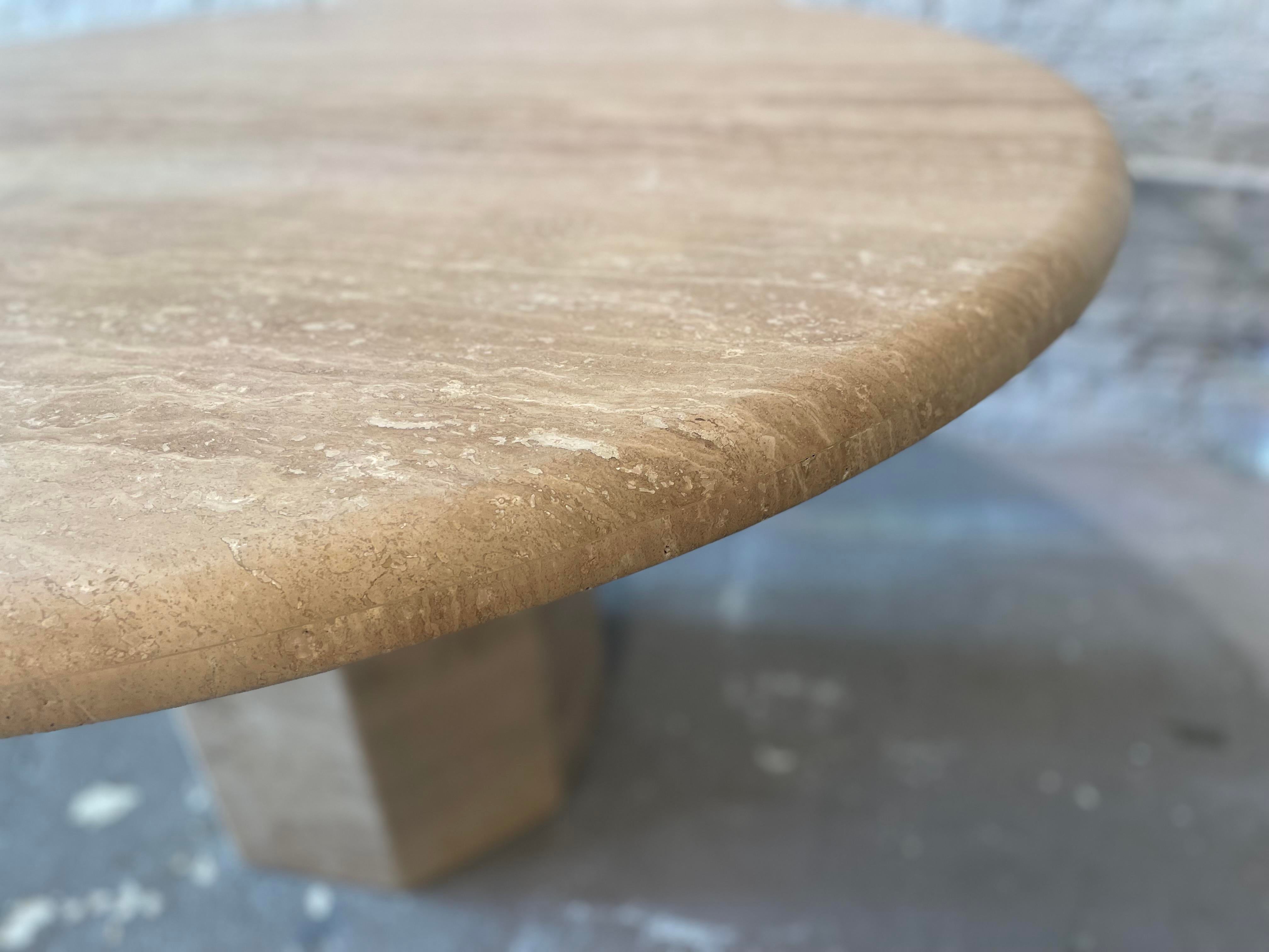 1980s Vintage Honed Walnut Travertine Dining/Entry Table