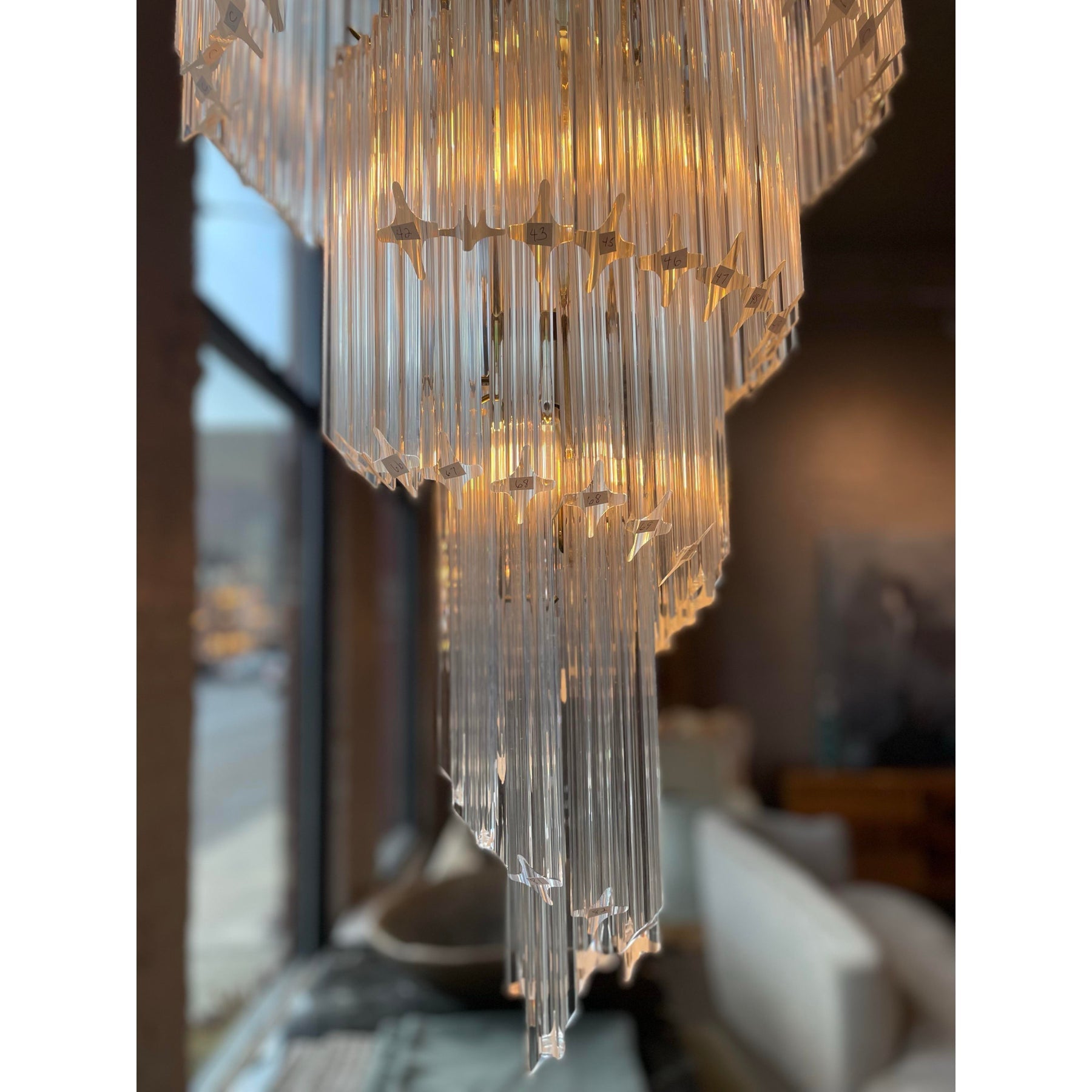 1980s Vintage Lucite Spiral Chandelier