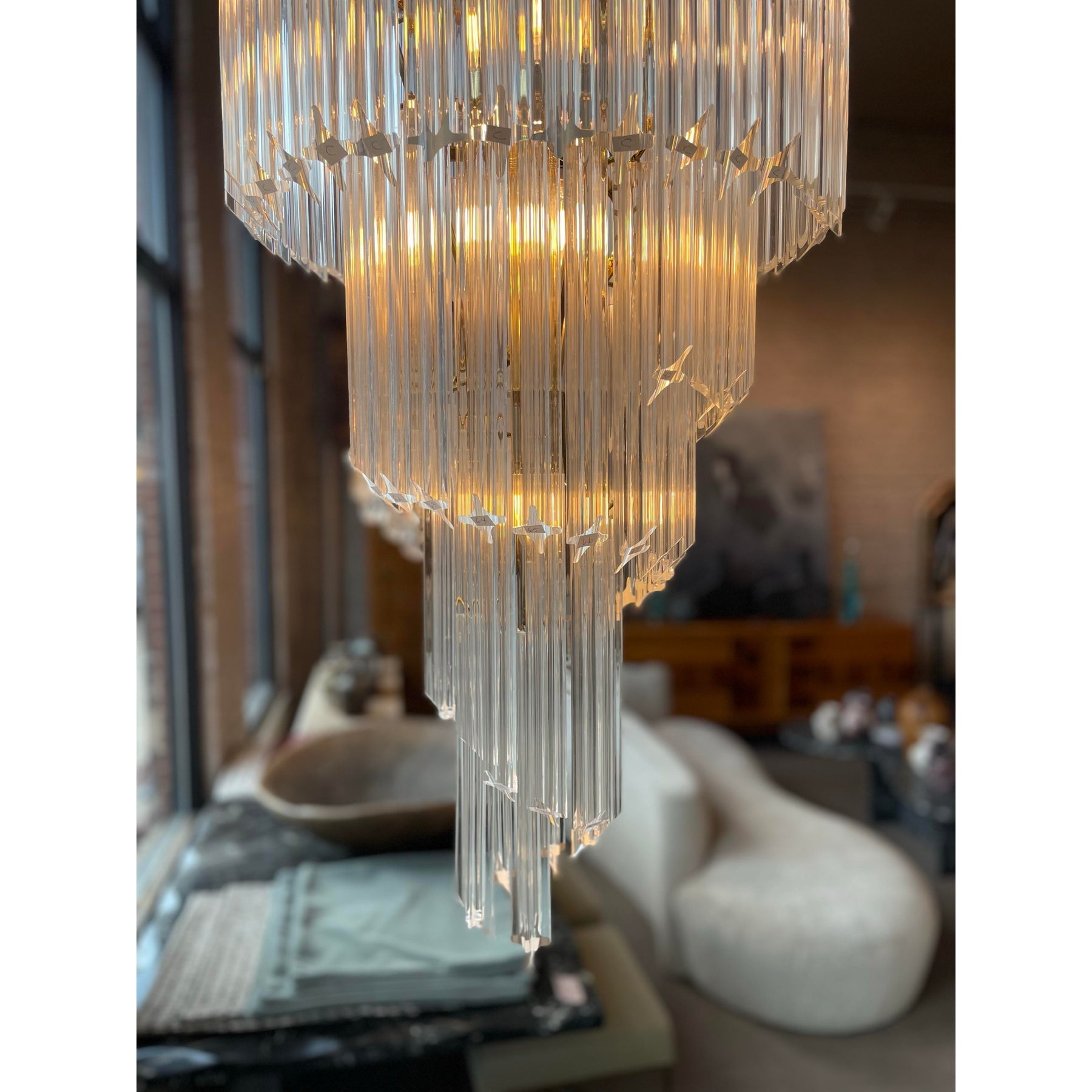 1980s Vintage Lucite Spiral Chandelier
