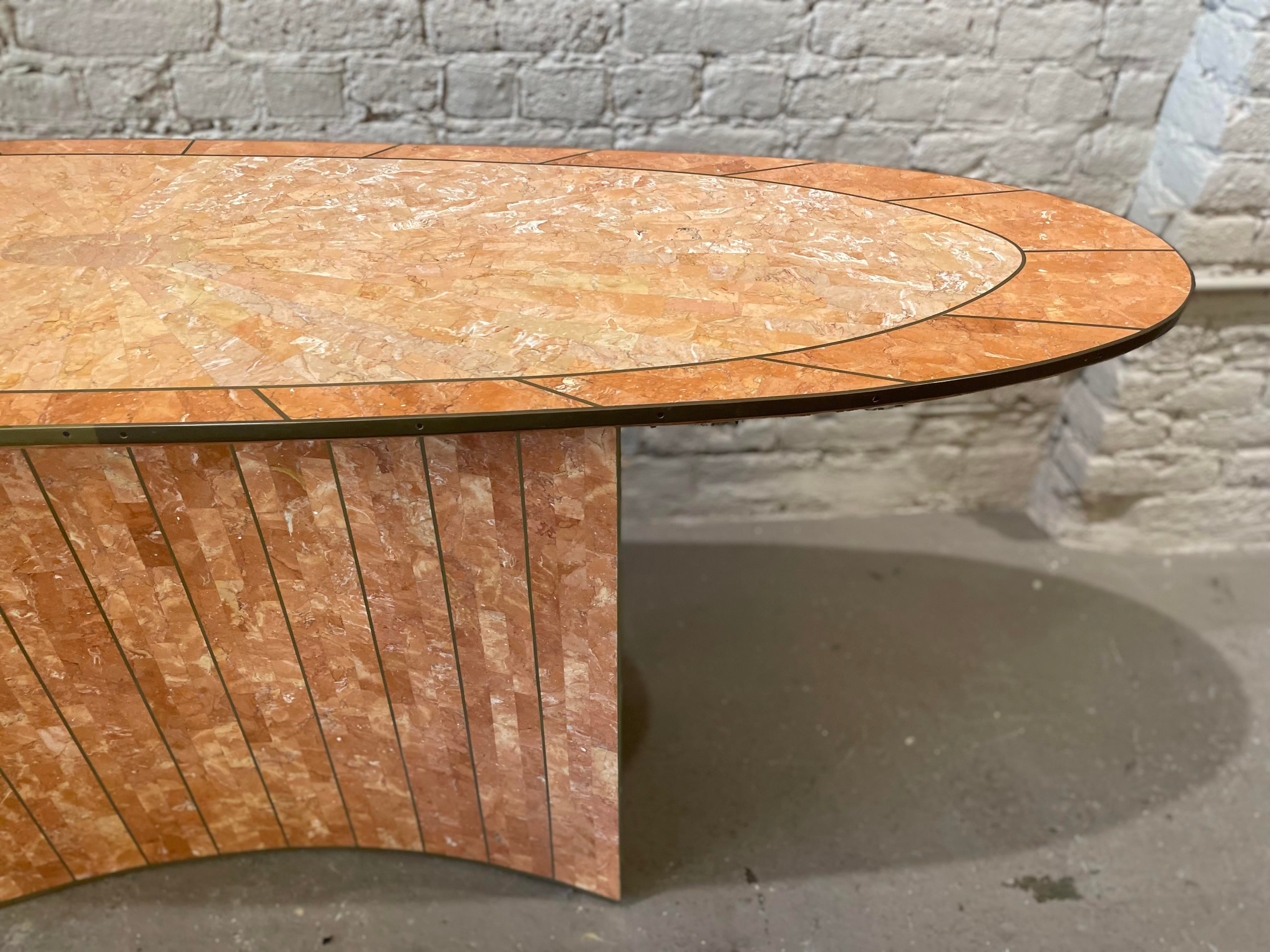 1980s Vintage Maitland Smith Coral Sunburst Console Table With Brass Detailing