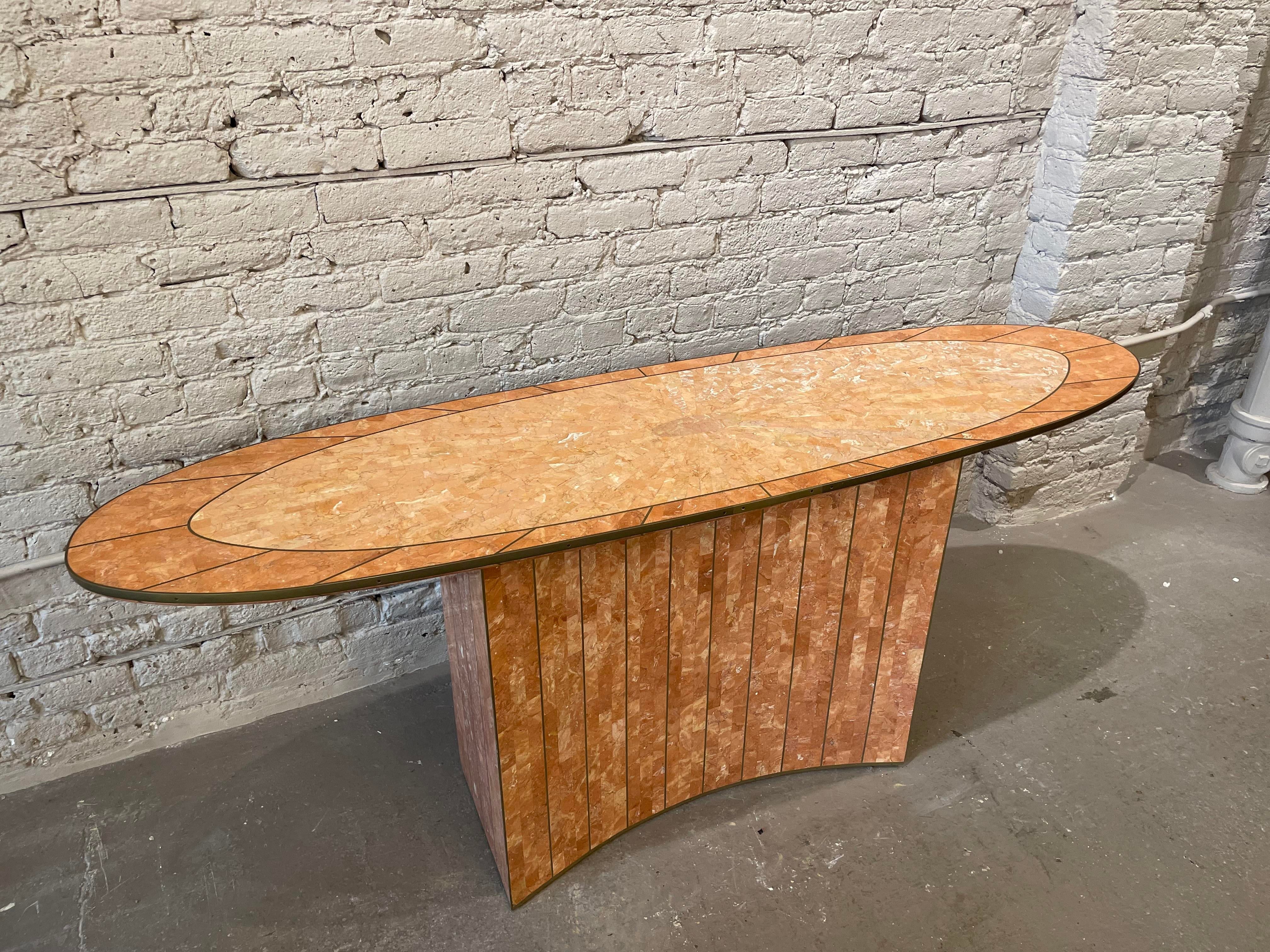 1980s Vintage Maitland Smith Coral Sunburst Console Table With Brass Detailing