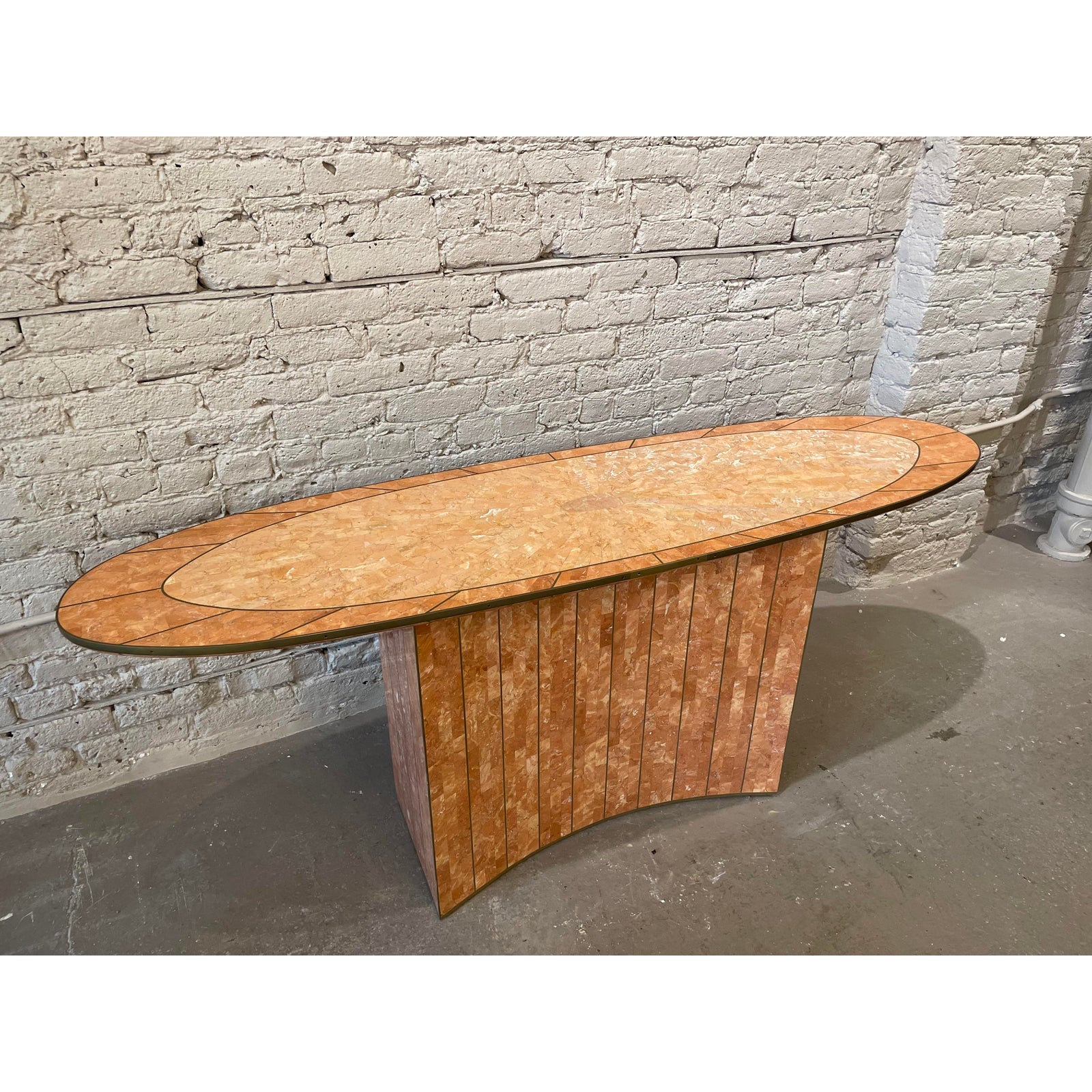 1980s Vintage Maitland Smith Coral Sunburst Console Table With Brass Detailing