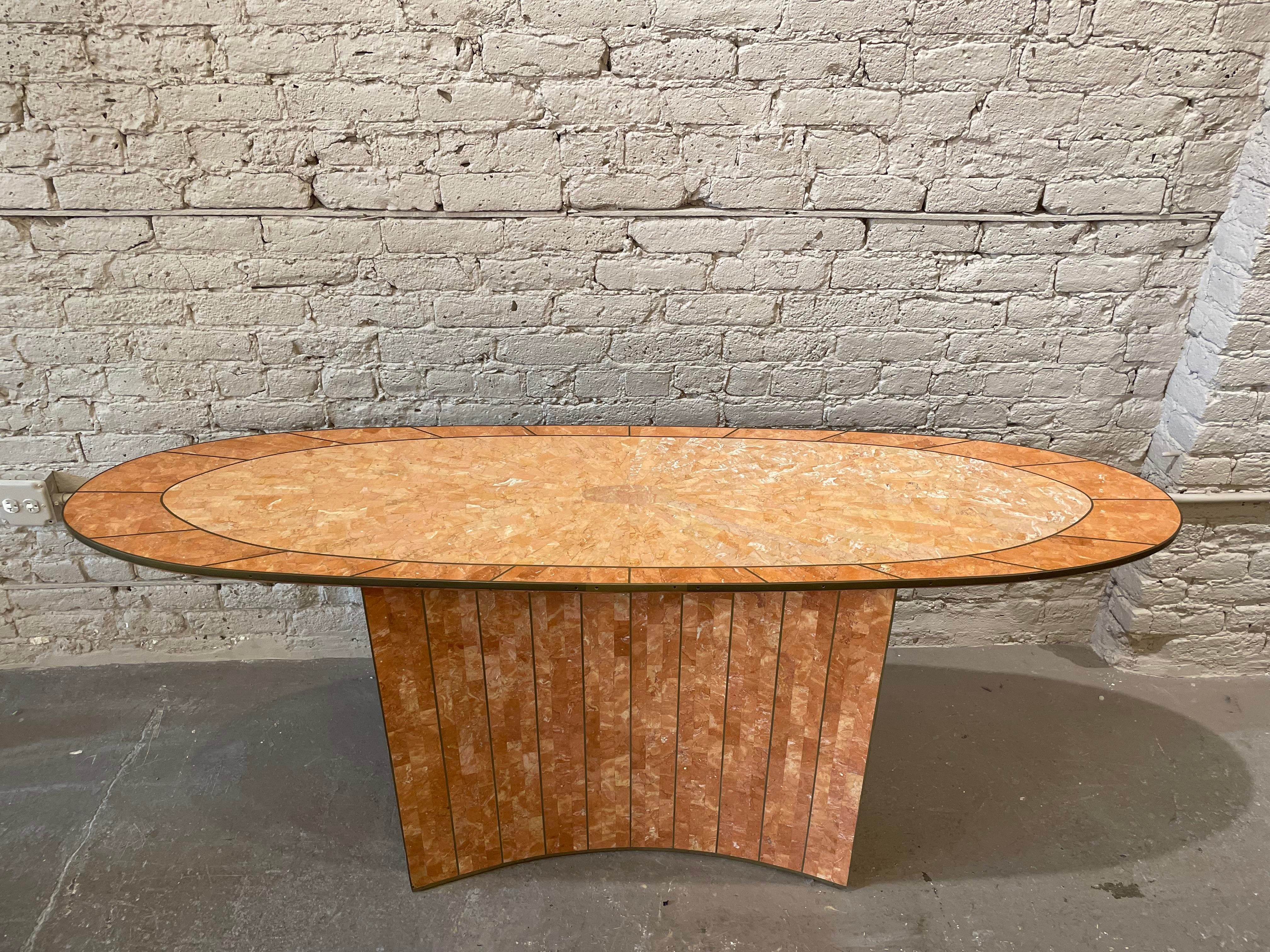 1980s Vintage Maitland Smith Coral Sunburst Console Table With Brass Detailing