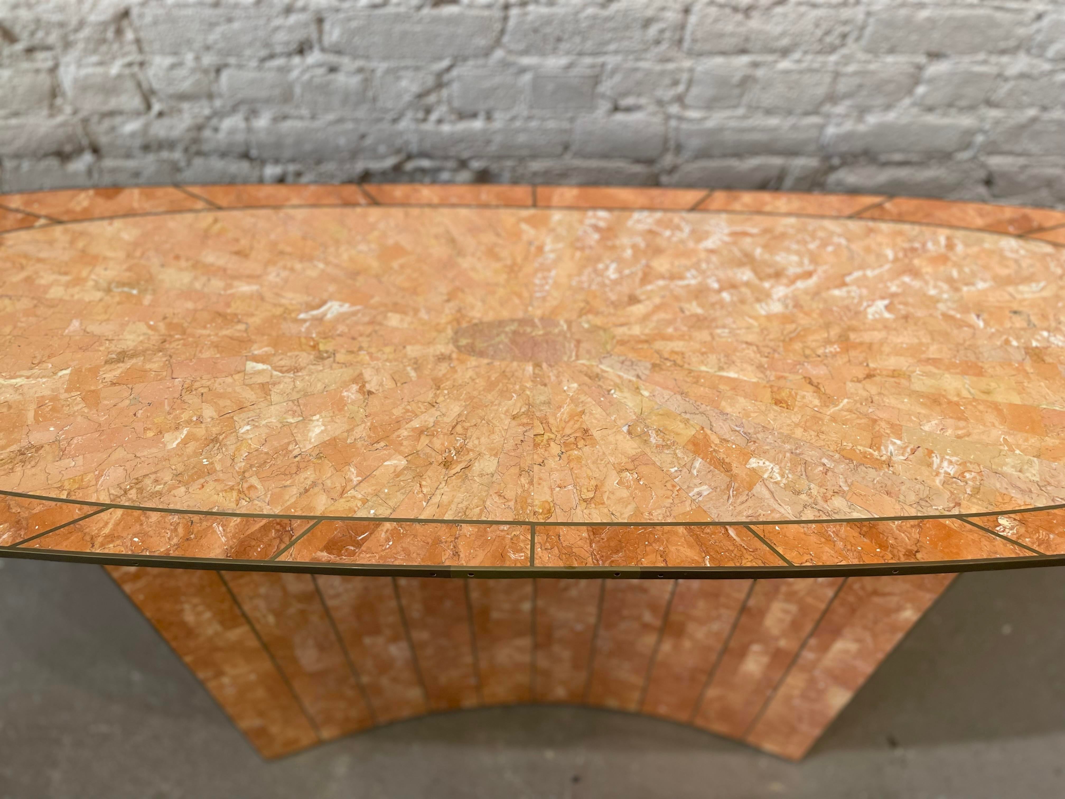 1980s Vintage Maitland Smith Coral Sunburst Console Table With Brass Detailing