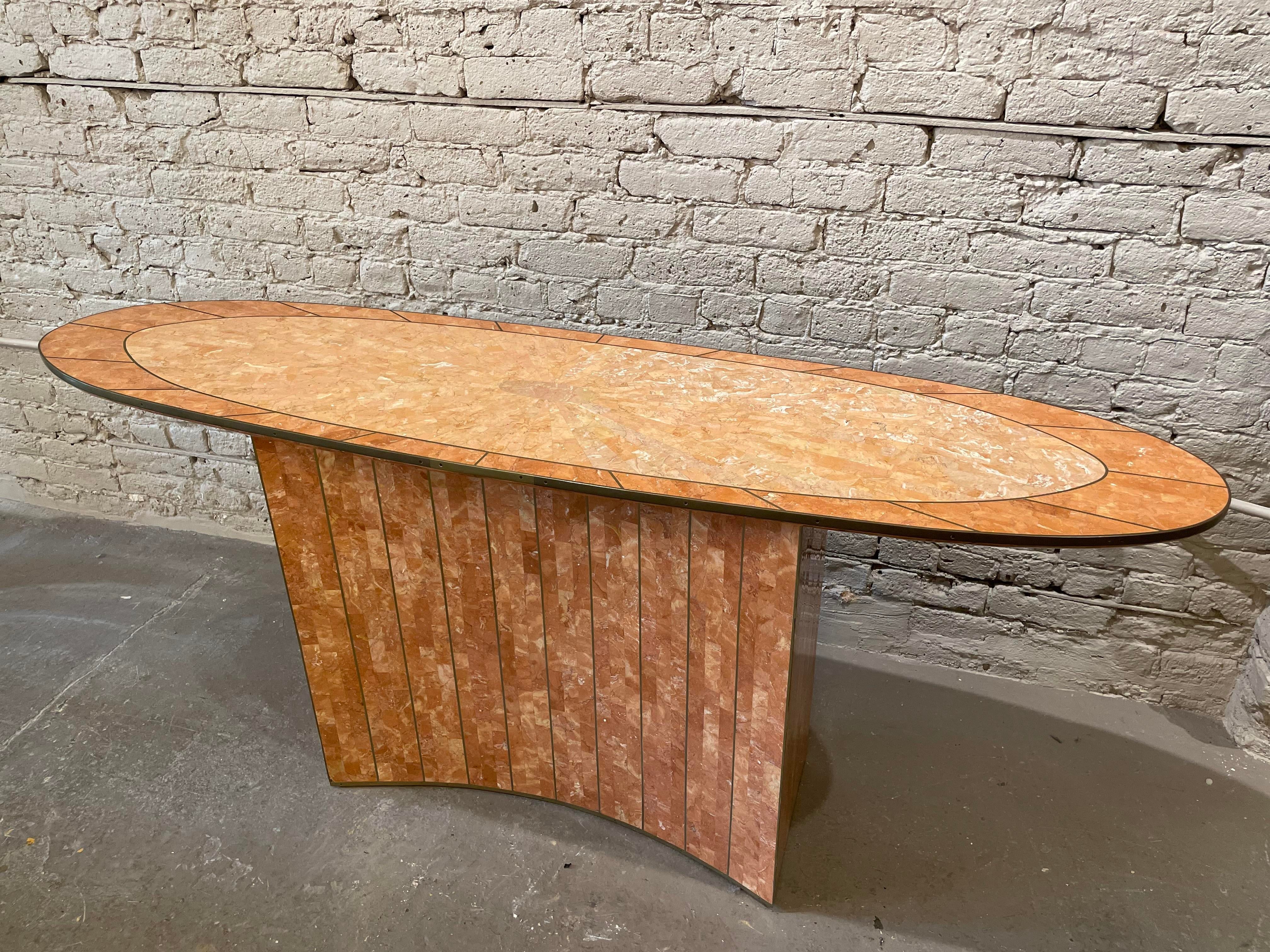 1980s Vintage Maitland Smith Coral Sunburst Console Table With Brass Detailing