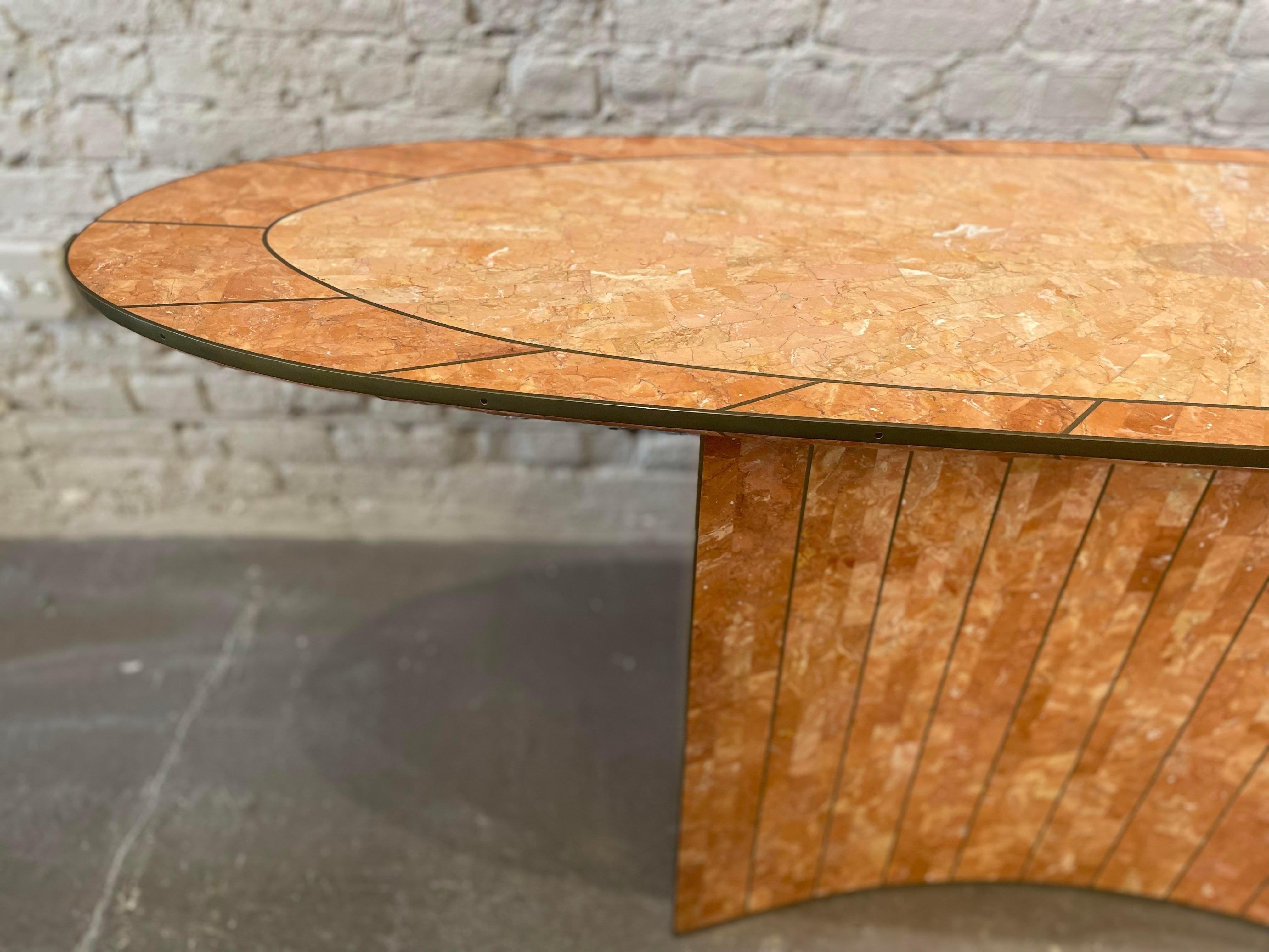 1980s Vintage Maitland Smith Coral Sunburst Console Table With Brass Detailing