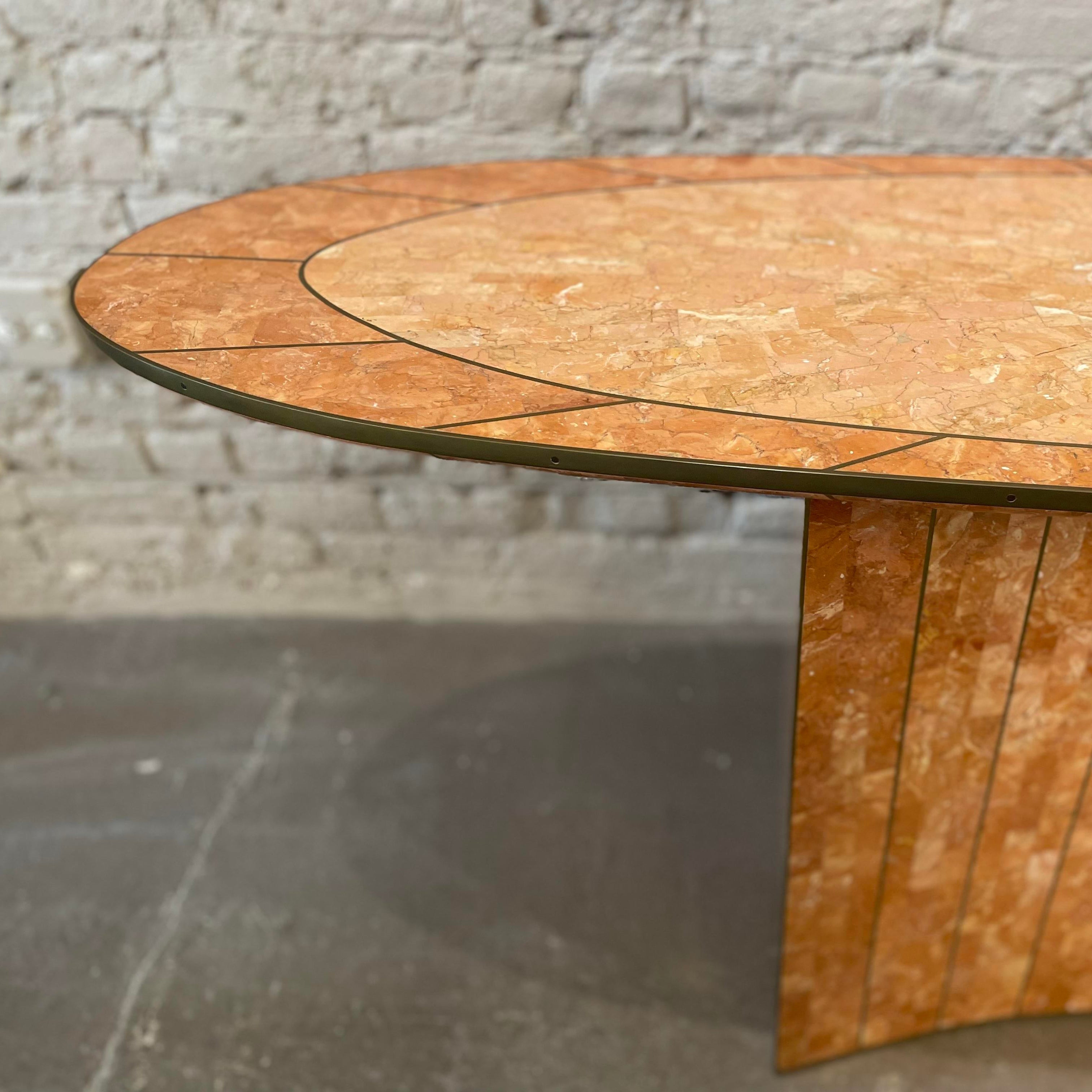 1980s Vintage Maitland Smith Coral Sunburst Console Table With Brass Detailing