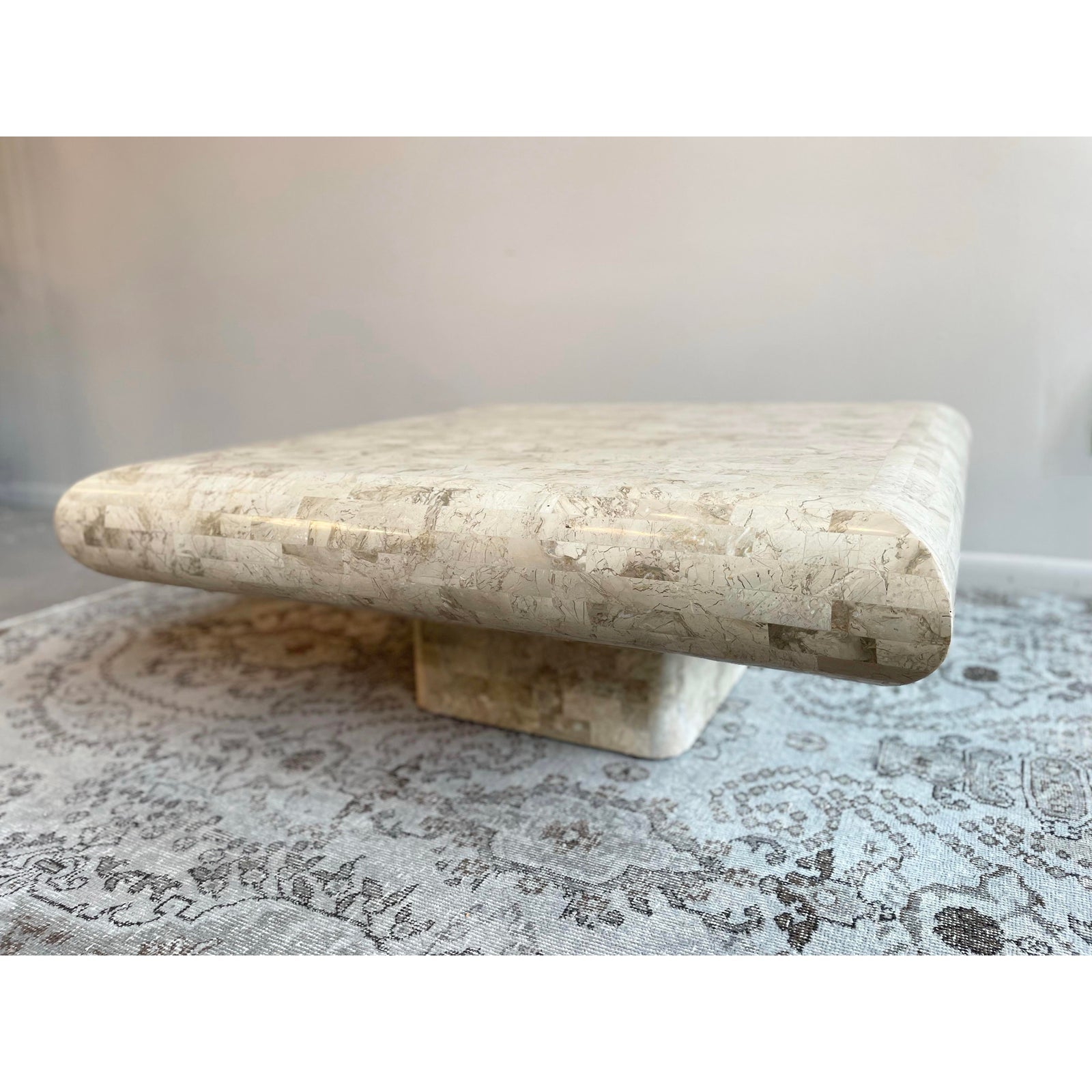 1980s Vintage Maitland Smith Tessellated Stone Coffee Table Postmodern