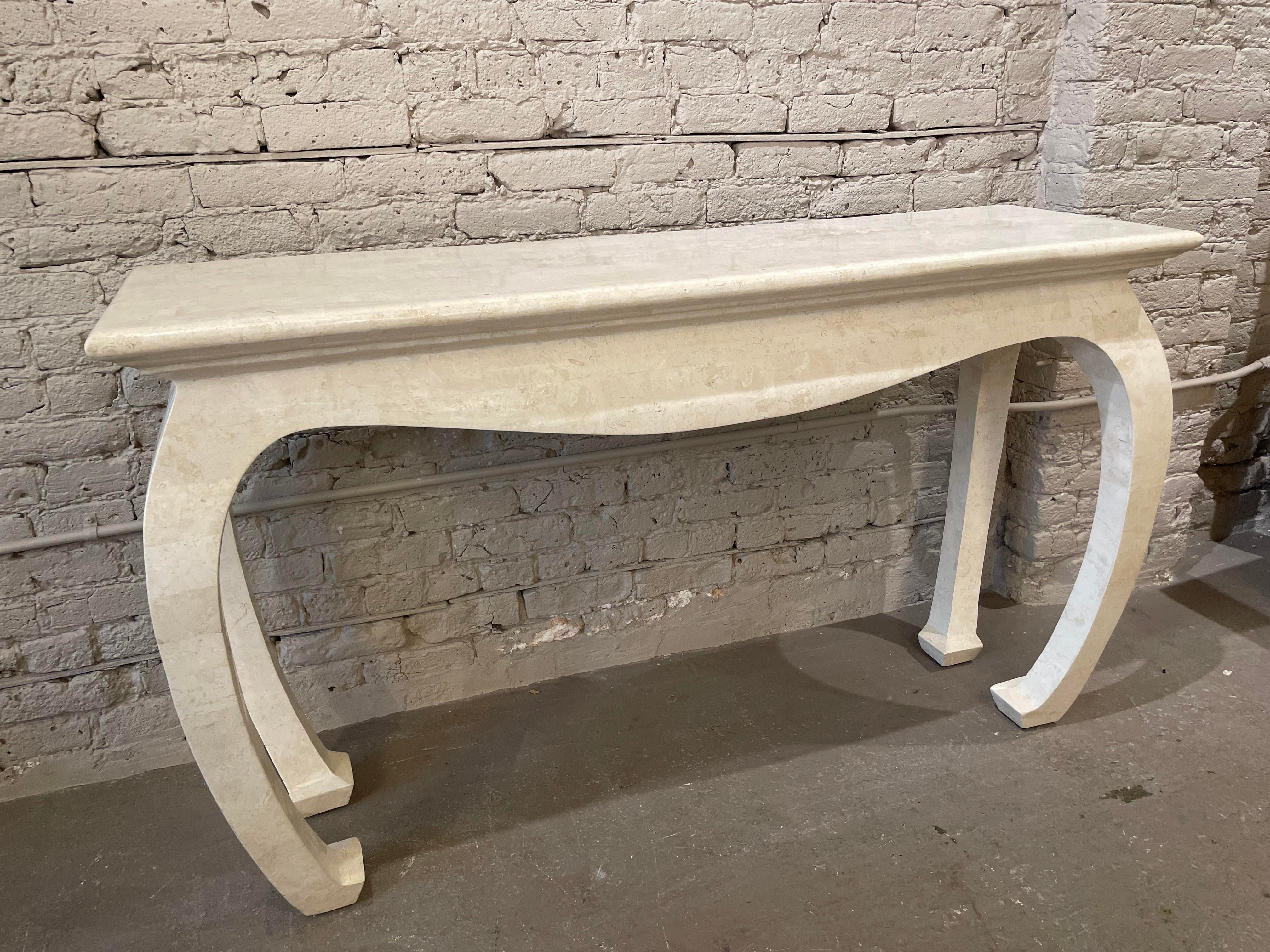 1980s Vintage Maitland Smith Tessellated Stone Console Table