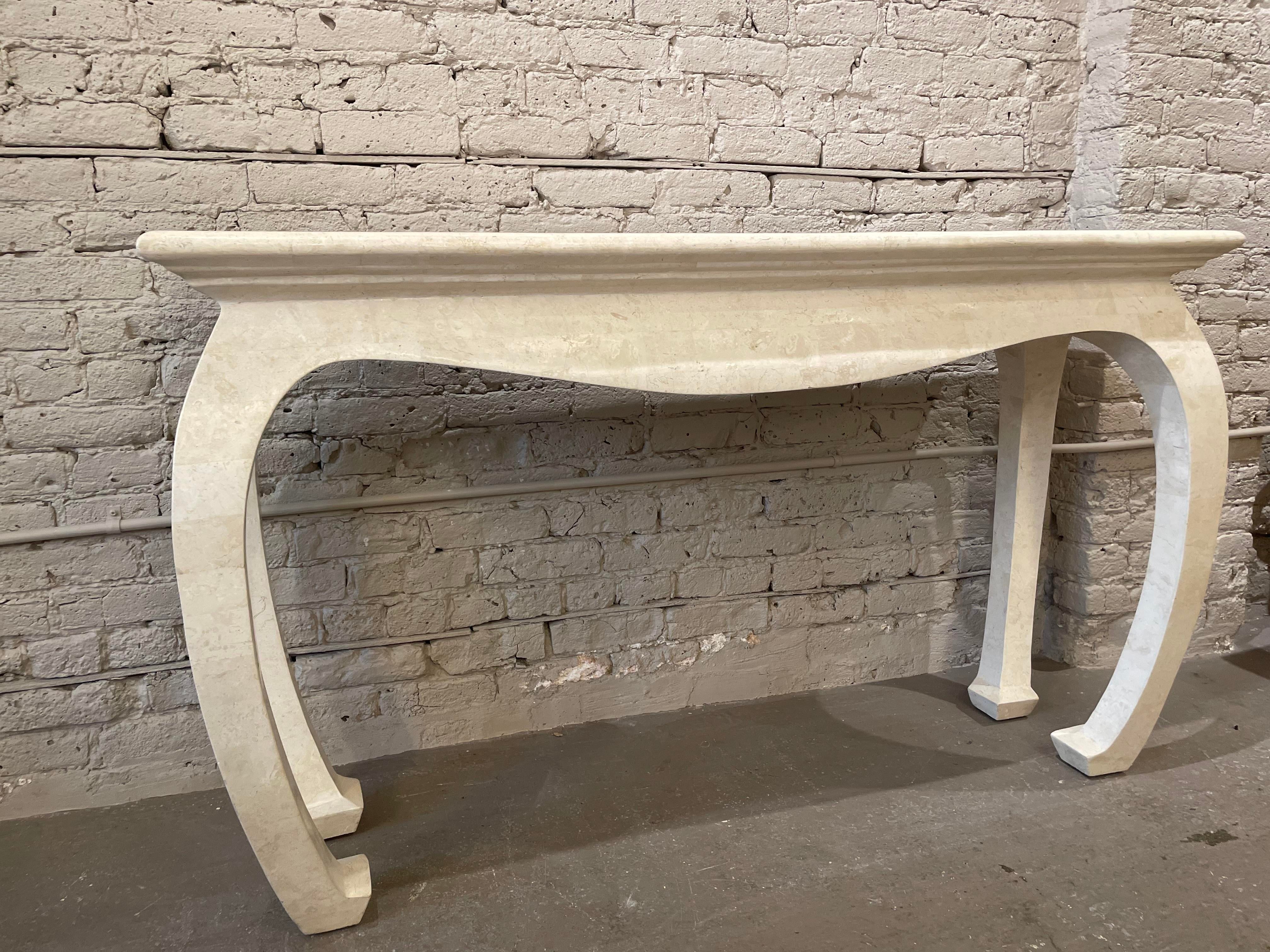 1980s Vintage Maitland Smith Tessellated Stone Console Table