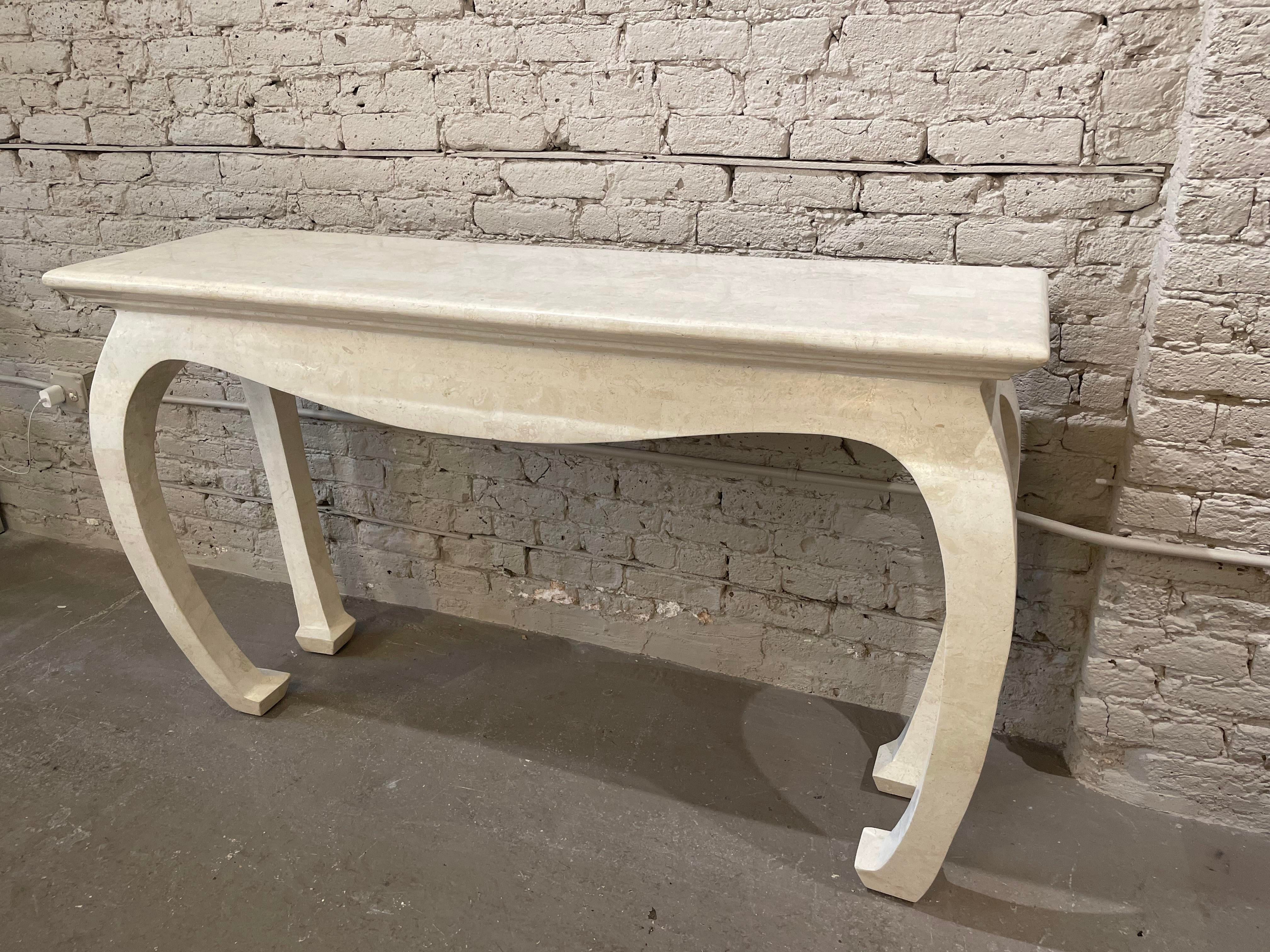 1980s Vintage Maitland Smith Tessellated Stone Console Table