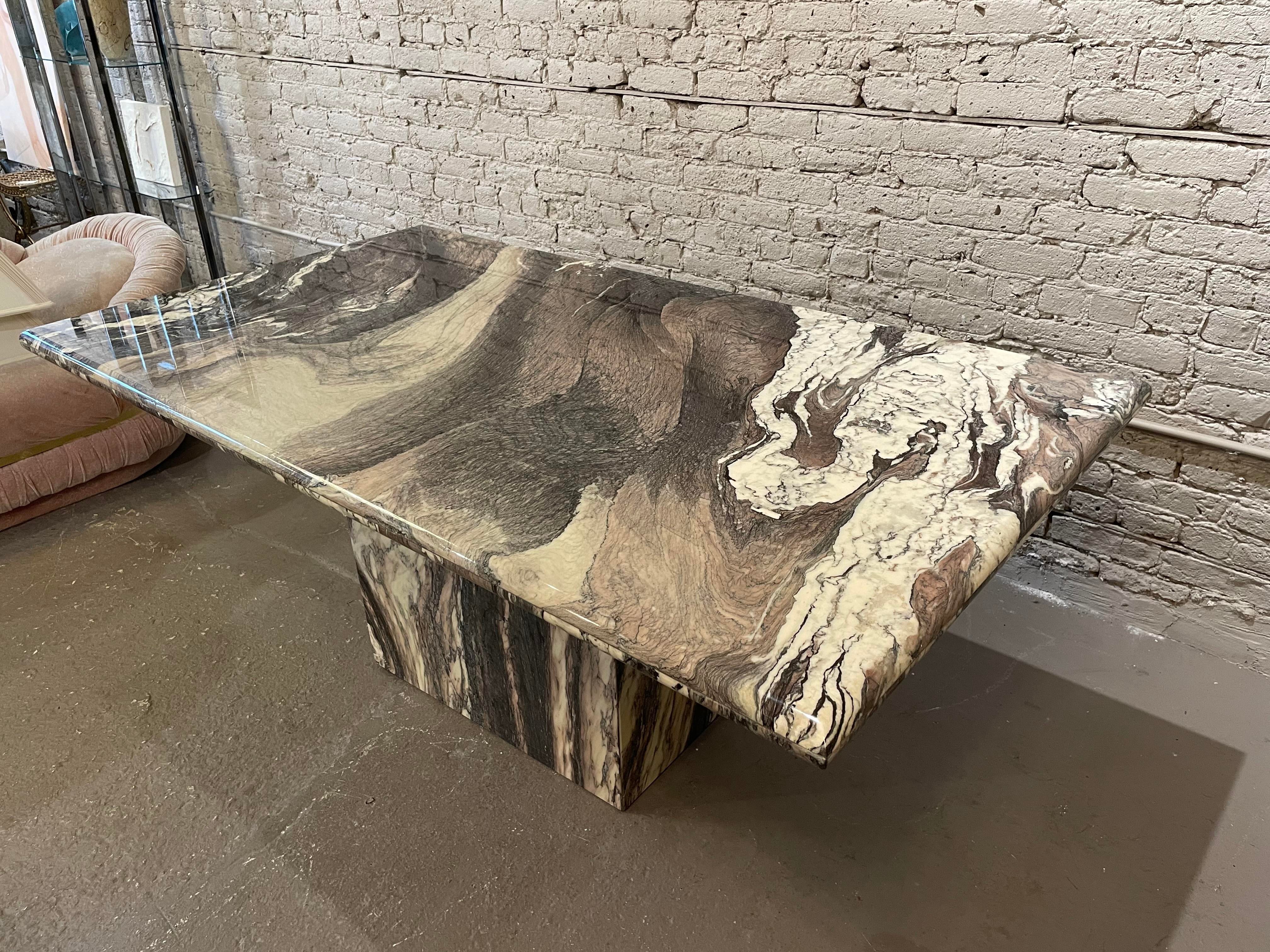 1980s Vintage Postmodern Cipollini Ondulato Marble Dining Table
