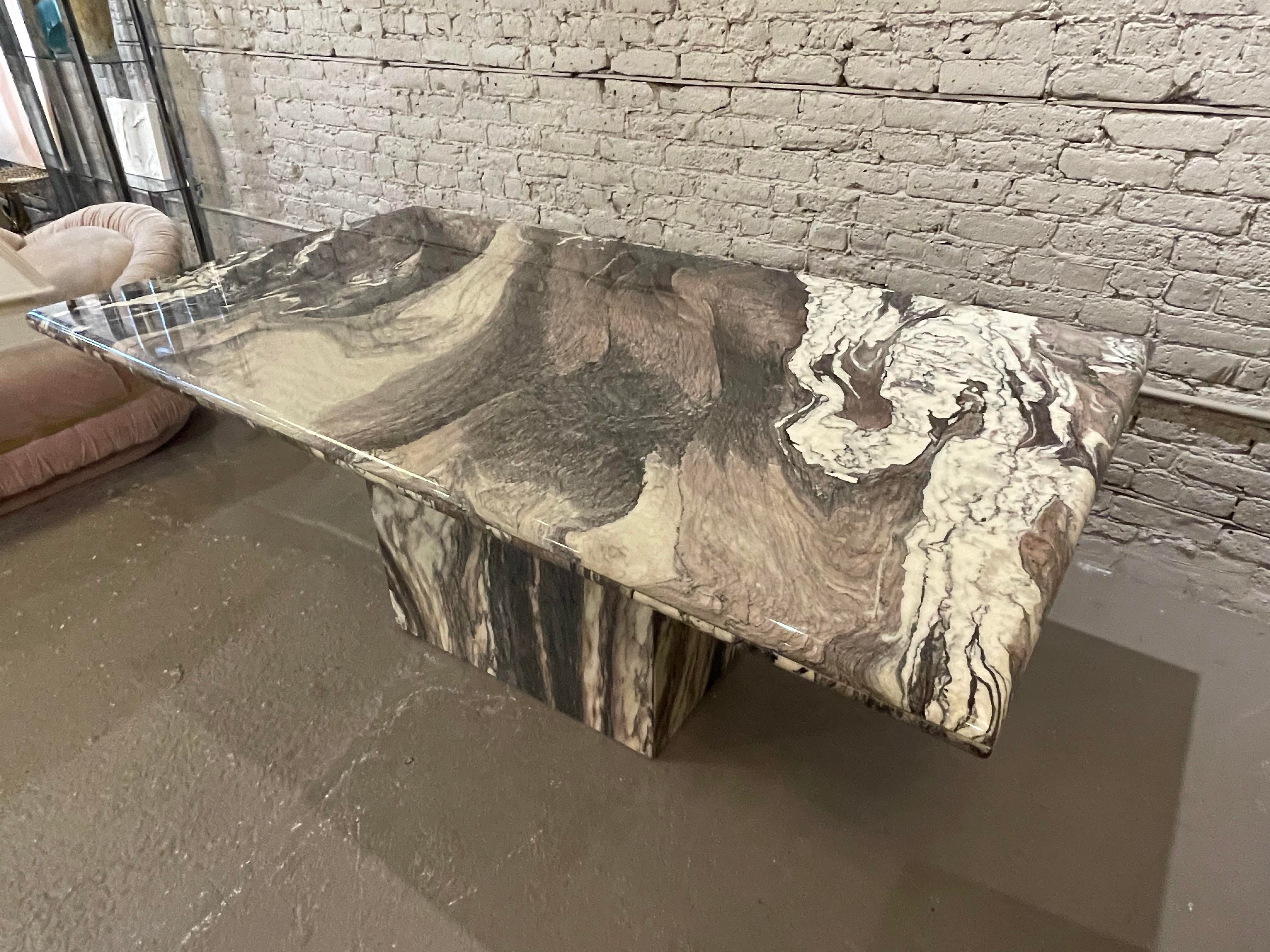 1980s Vintage Postmodern Cipollini Ondulato Marble Dining Table