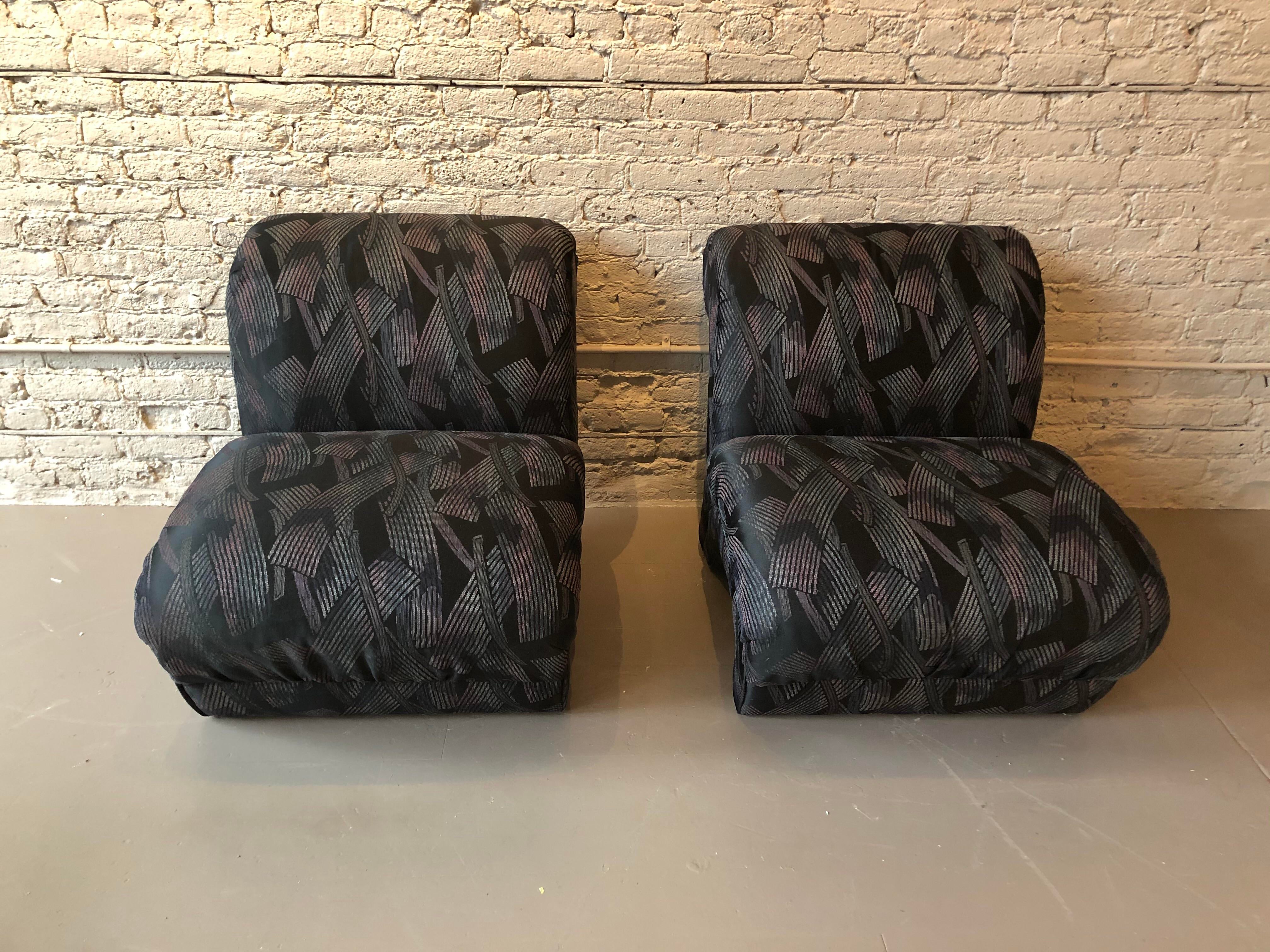 1980s Vintage Postmodern Curved Chairs - a Pair