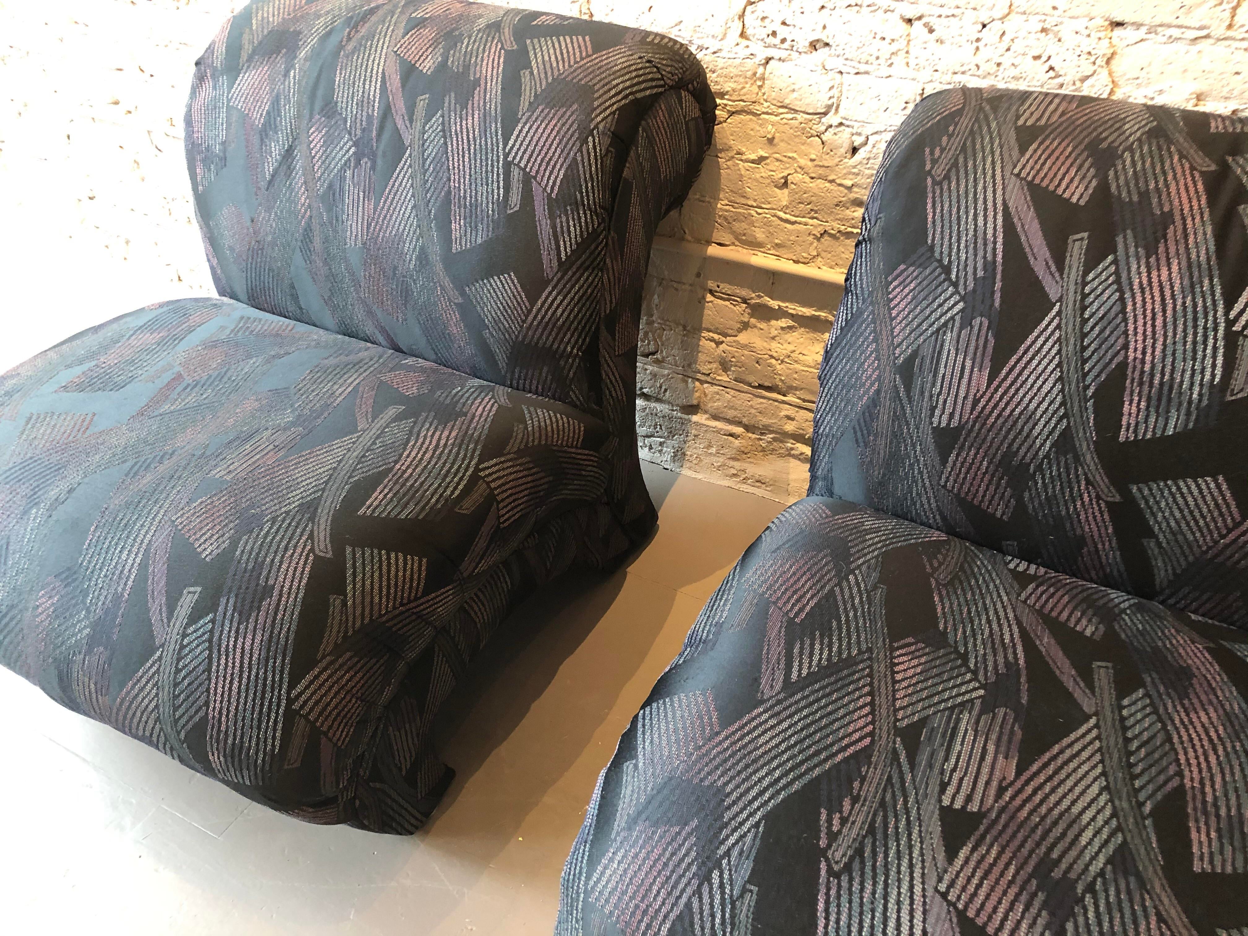 1980s Vintage Postmodern Curved Chairs - a Pair