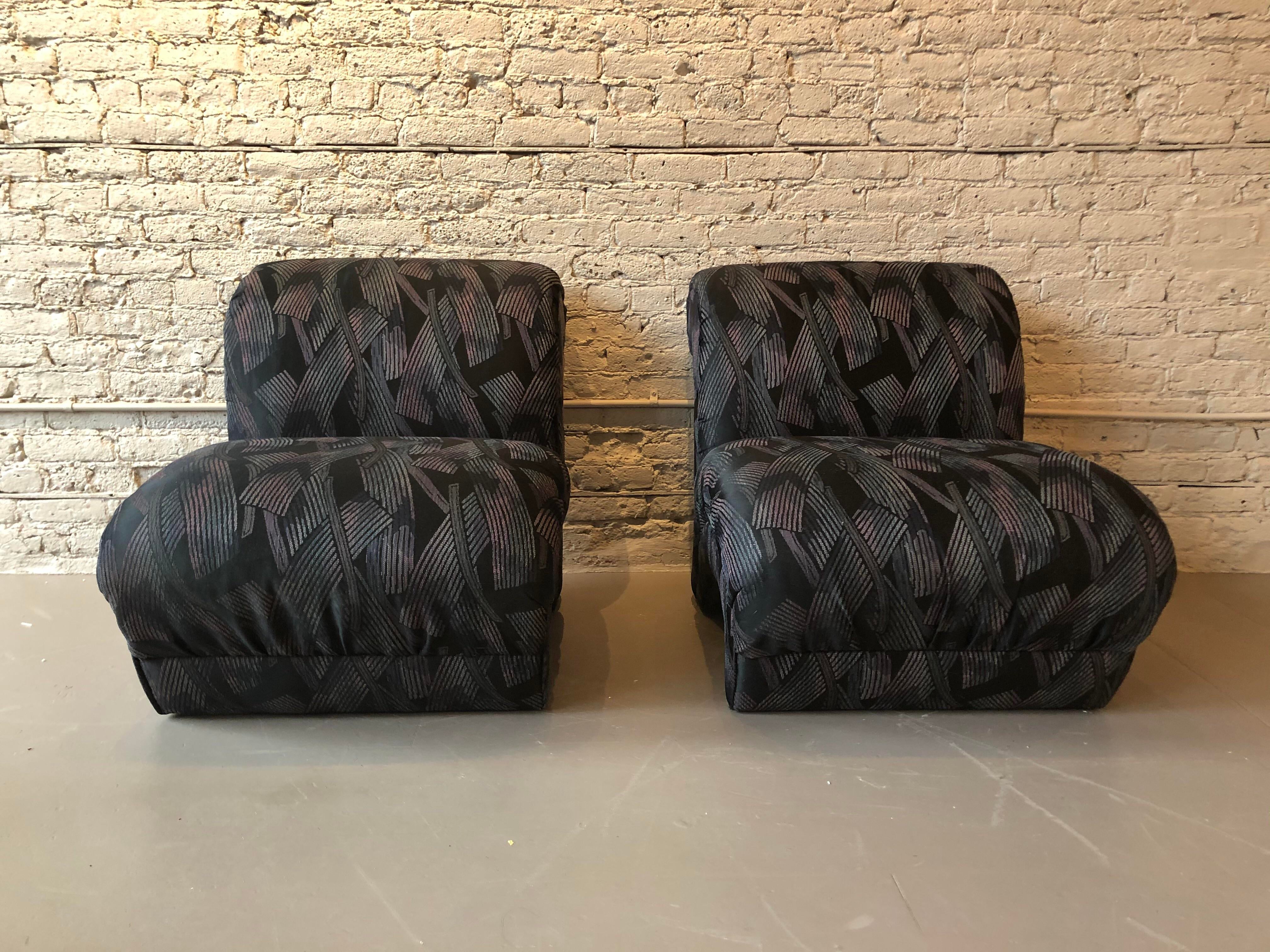 1980s Vintage Postmodern Curved Chairs - a Pair