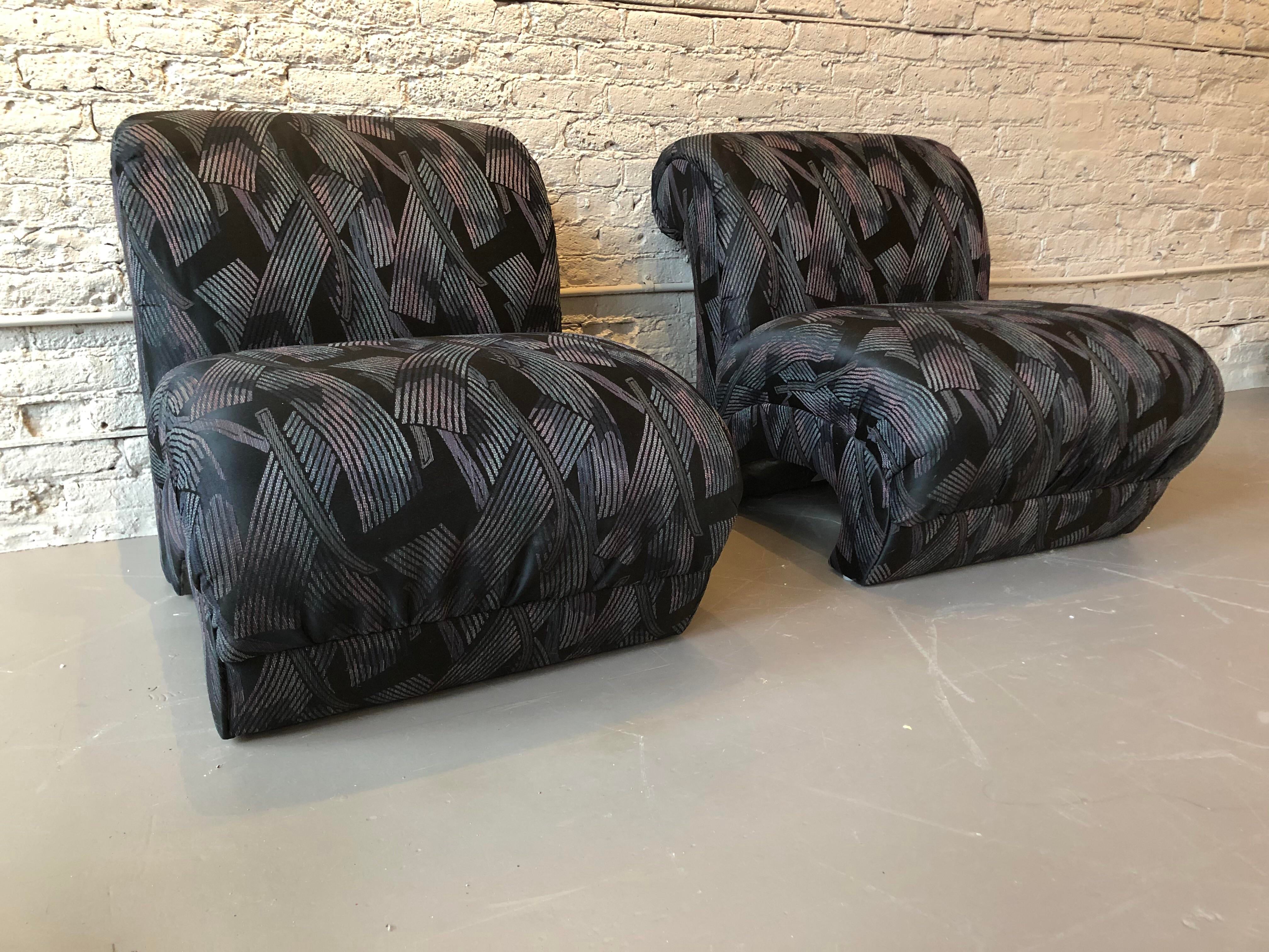 1980s Vintage Postmodern Curved Chairs - a Pair