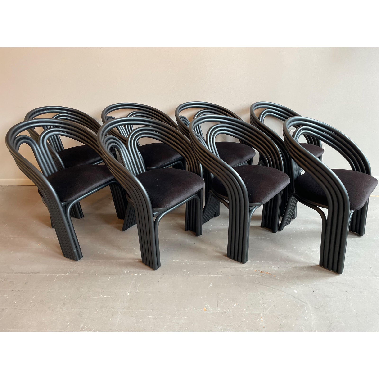 1980s Vintage Rattan Bamboo Dining Chairs in the Manner of Axel Enthoven for Rohe Noordwolde