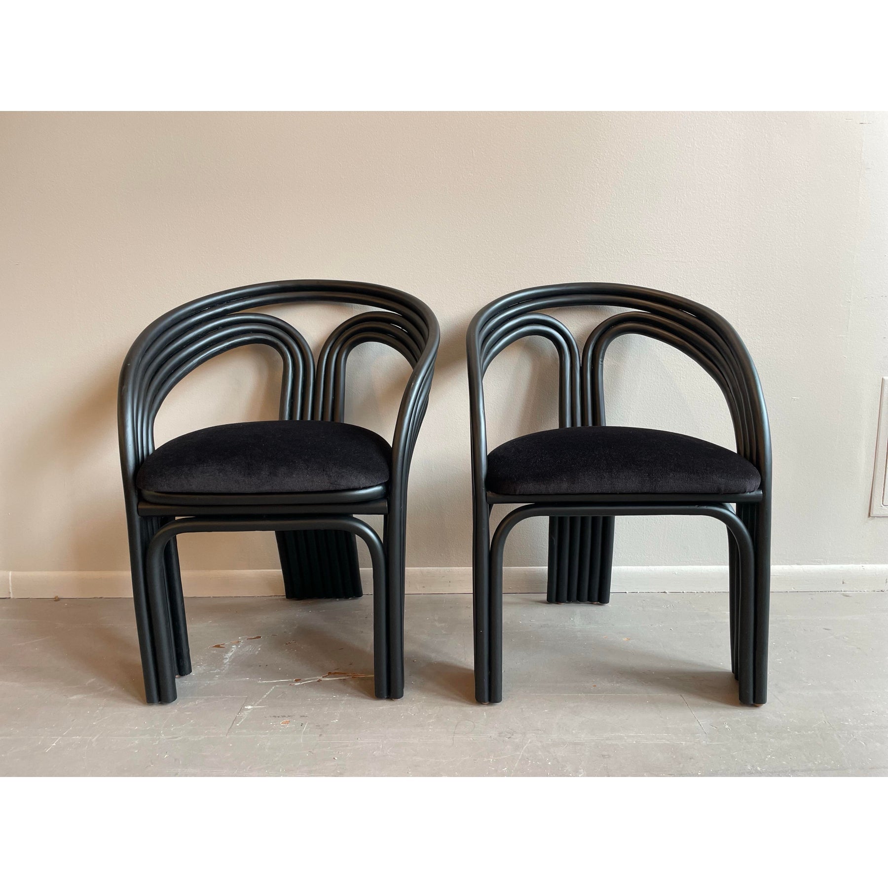 1980s Vintage Rattan Bamboo Dining Chairs in the Manner of Axel Enthoven for Rohe Noordwolde