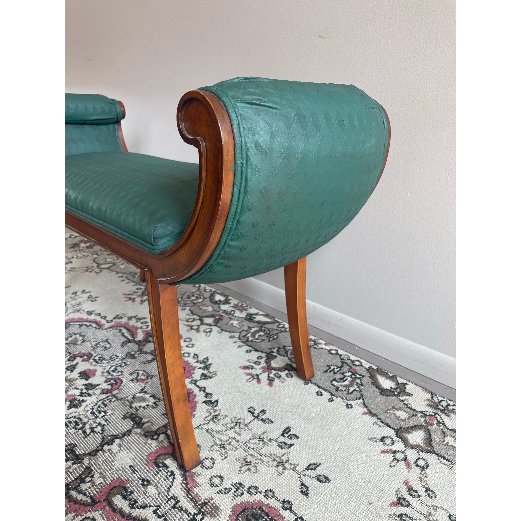 1980s Vintage Scroll Bench