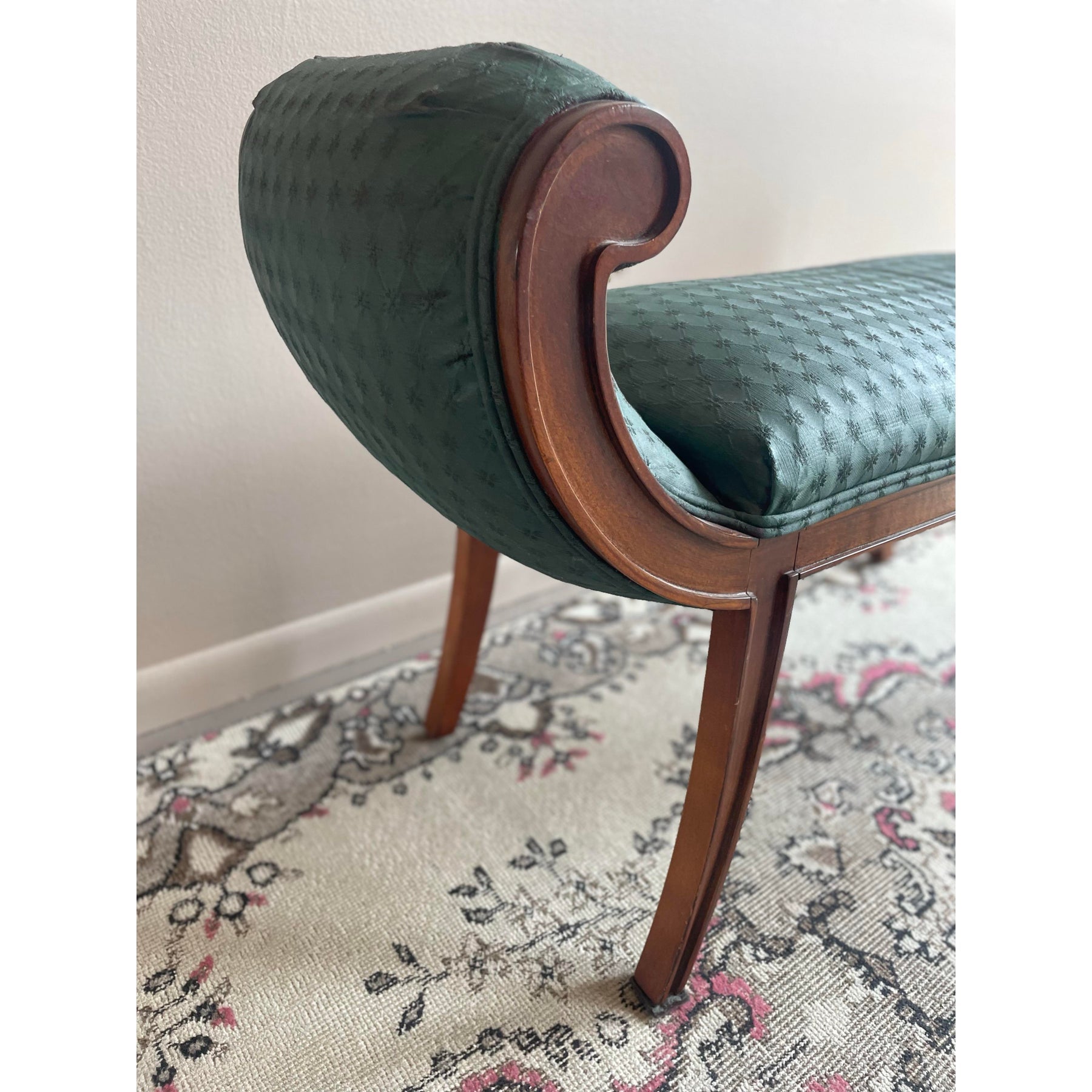 1980s Vintage Scroll Bench