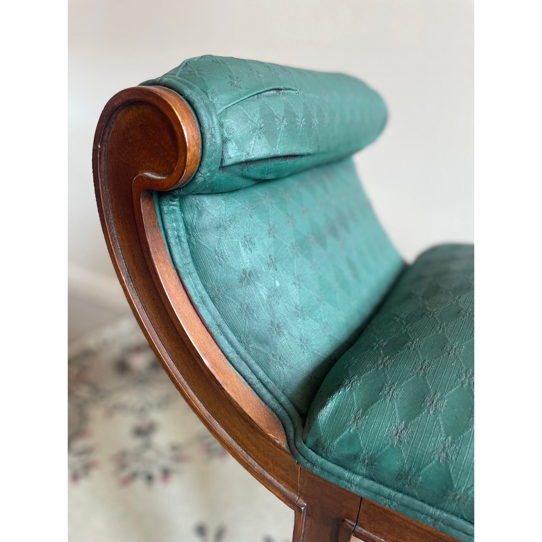 1980s Vintage Scroll Bench