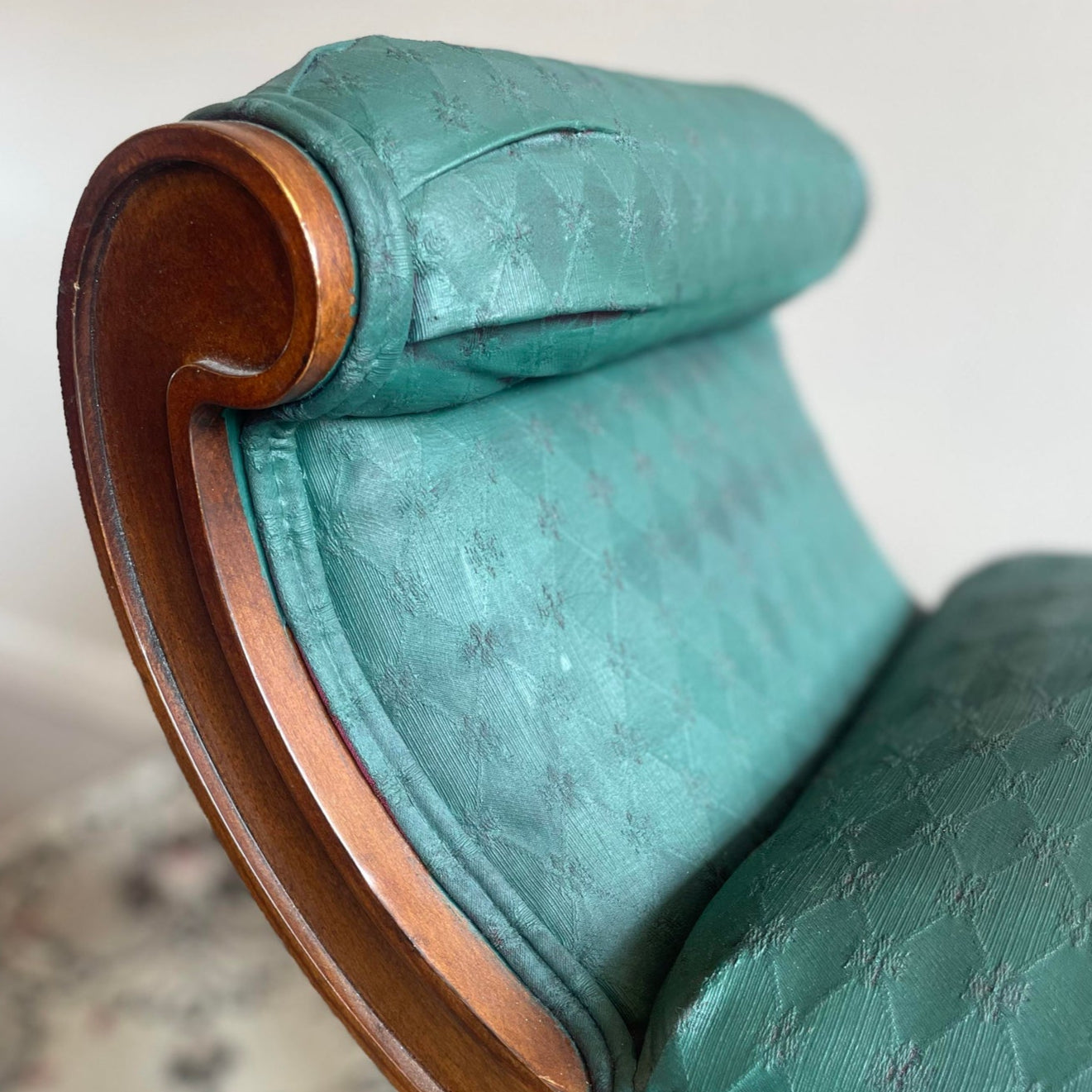 1980s Vintage Scroll Bench