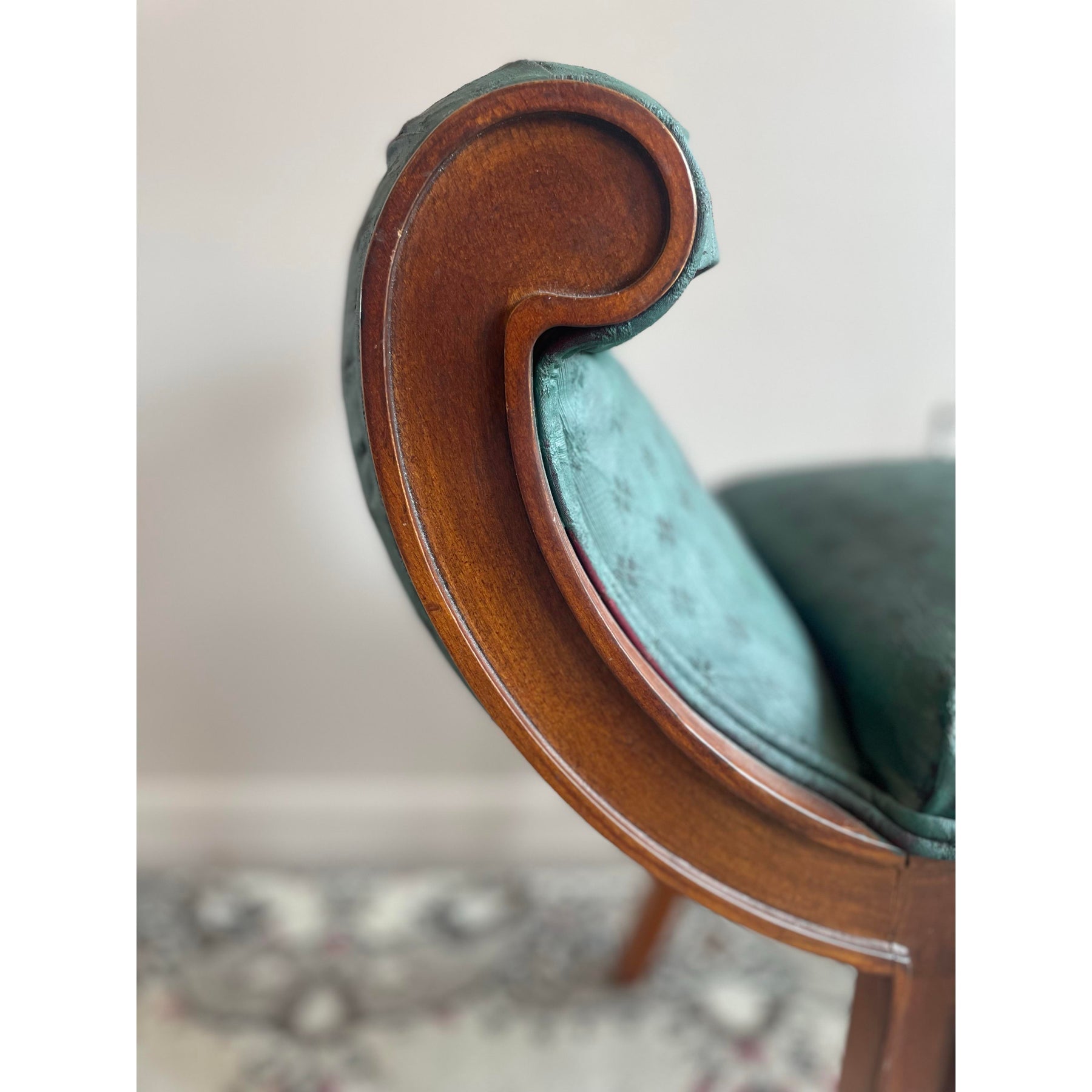 1980s Vintage Scroll Bench