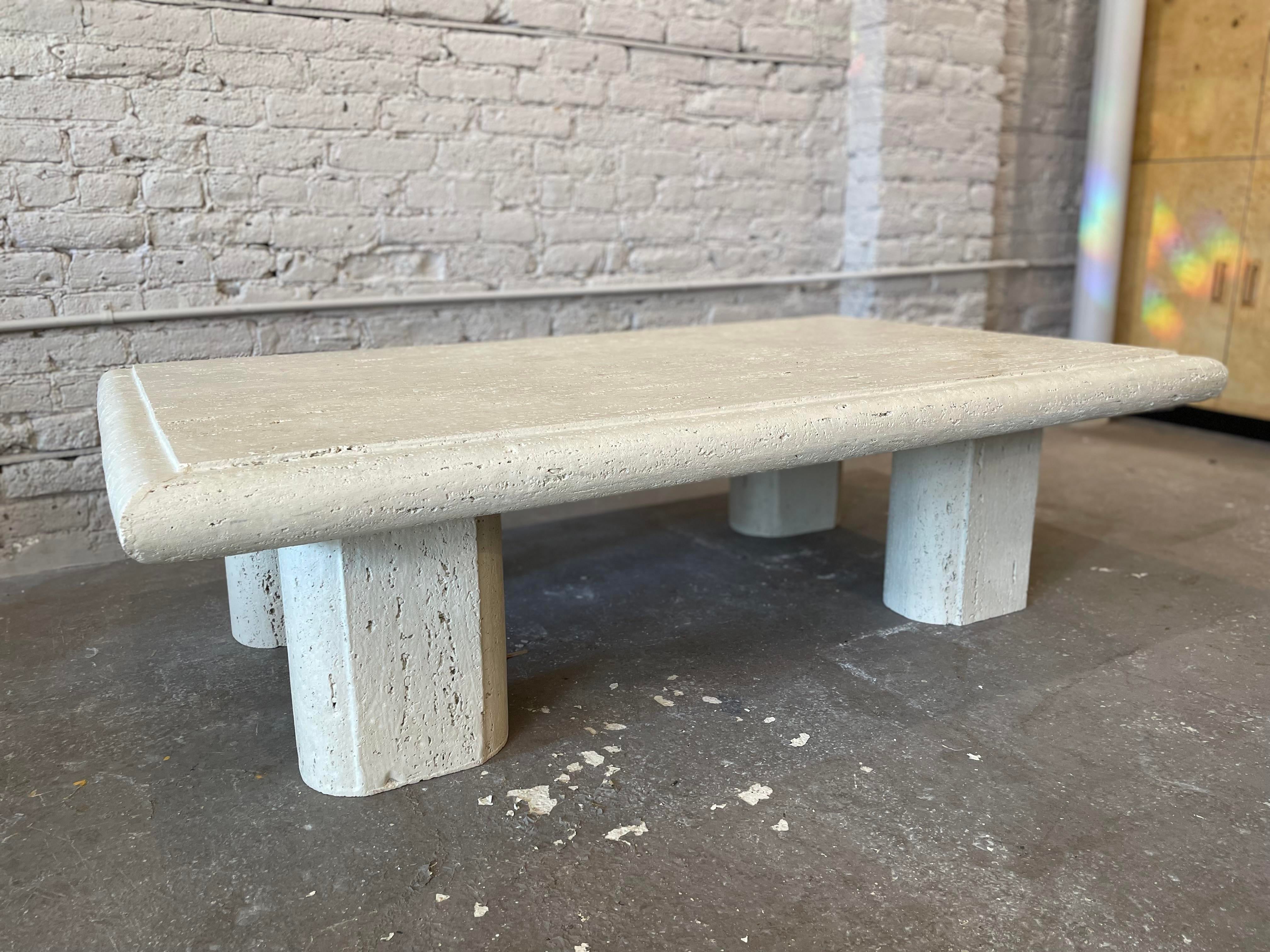 1980s Vintage Travertine Coffee Table
