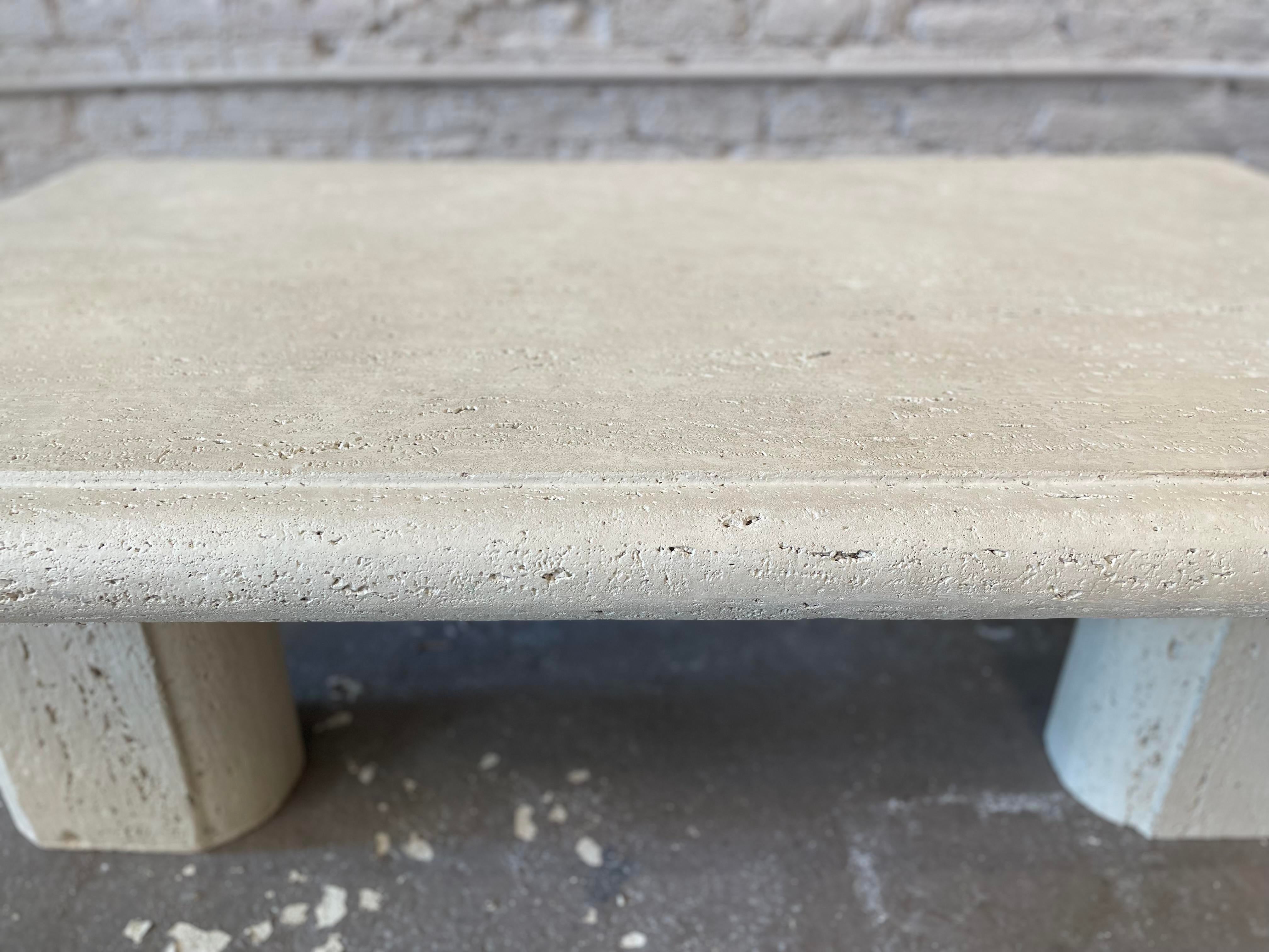 1980s Vintage Travertine Coffee Table