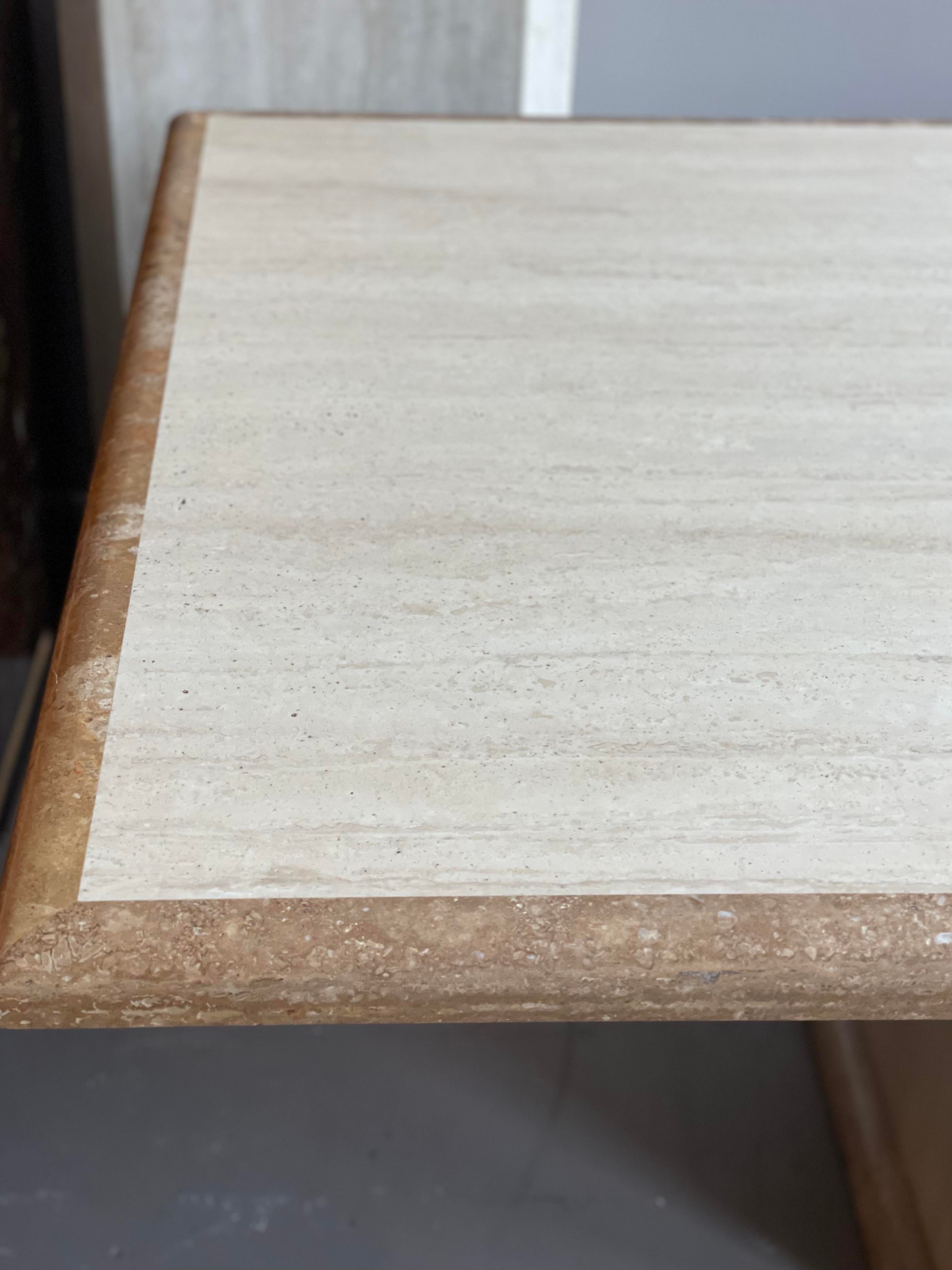 1980s Vintage Two Toned Travertine Dining Table Rectangle
