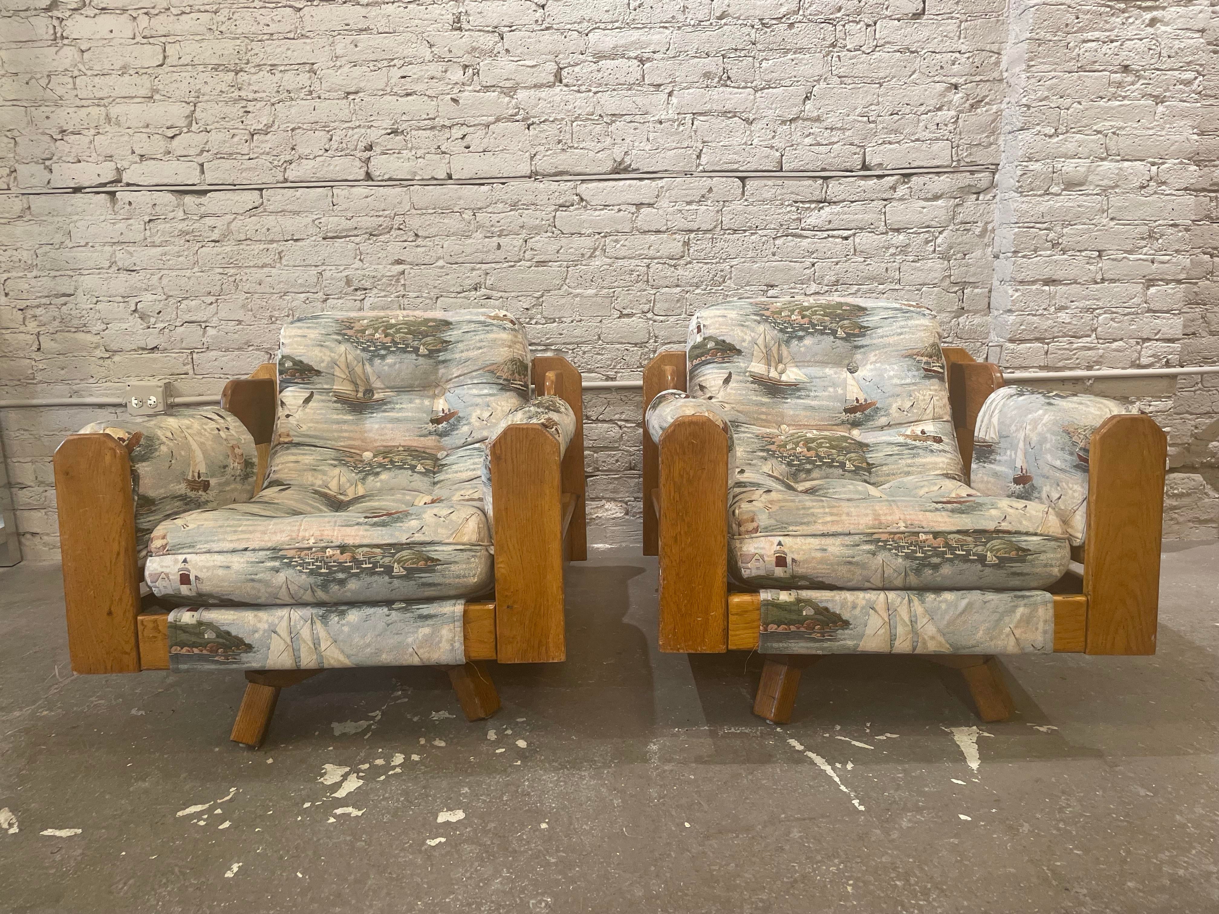1980s Vintage Wood Rustic Swivel Chairs
