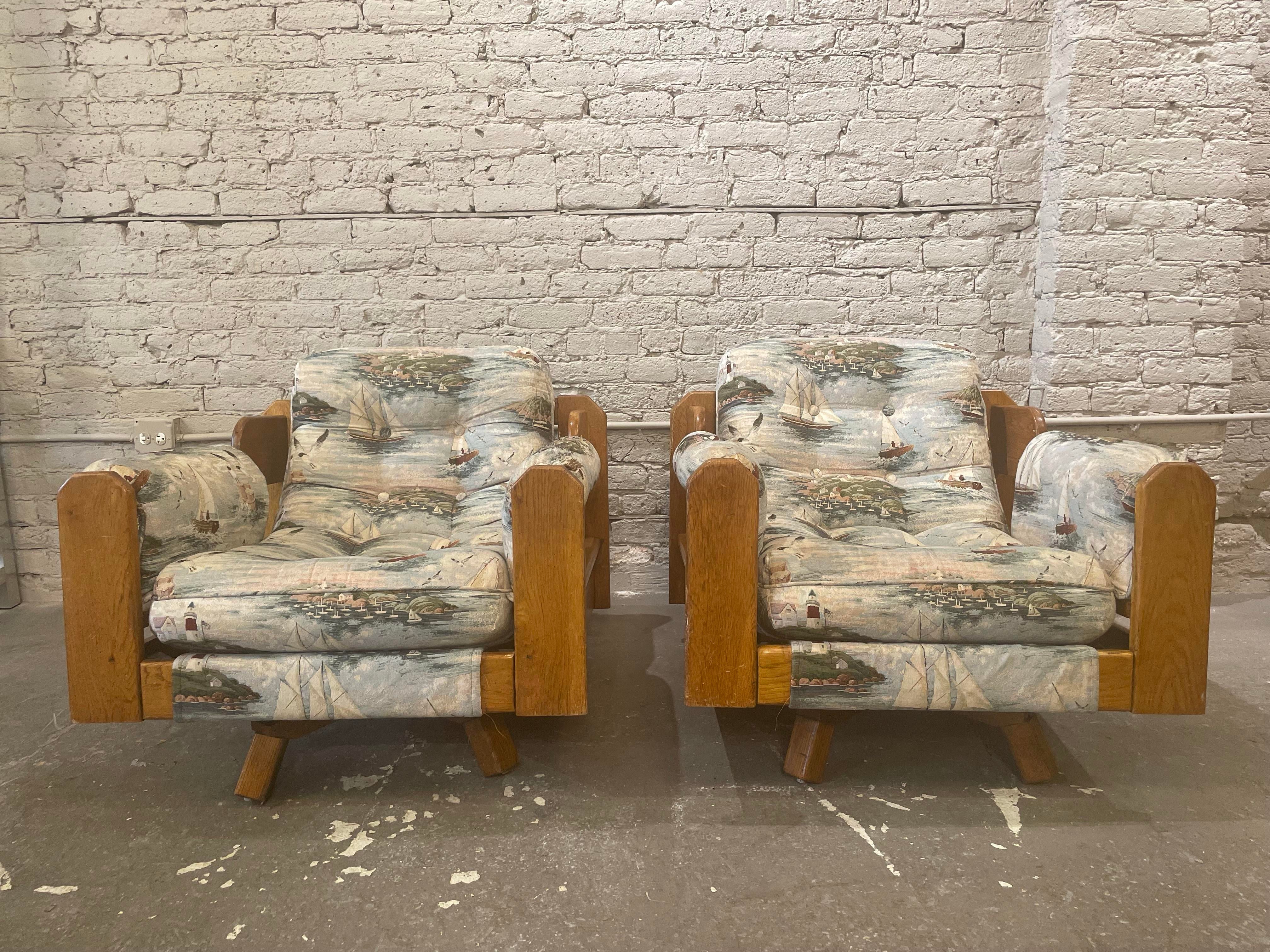 1980s Vintage Wood Rustic Swivel Chairs