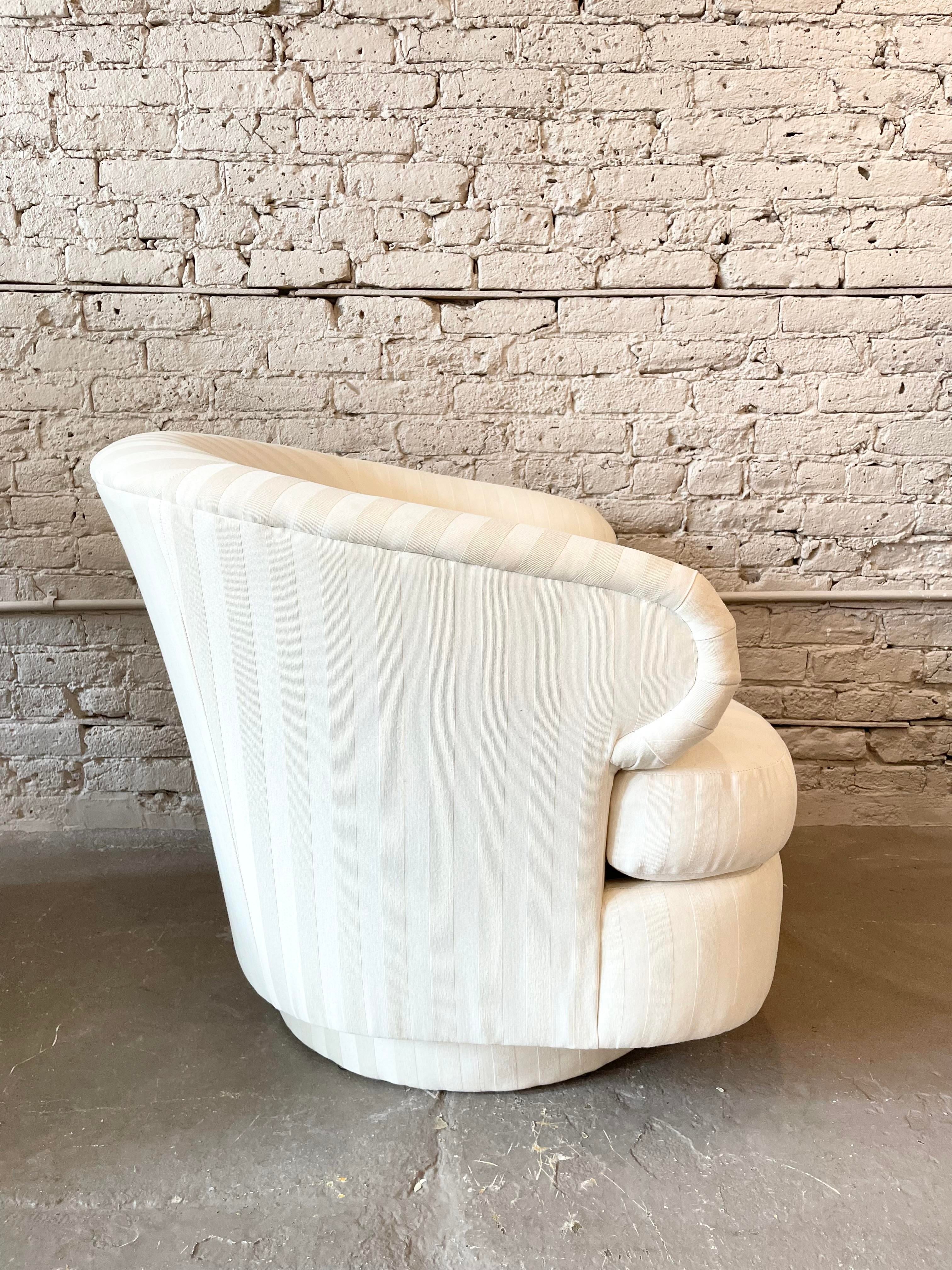 1990s Bernhardt Curved Arm Swivel Chairs - a Pair