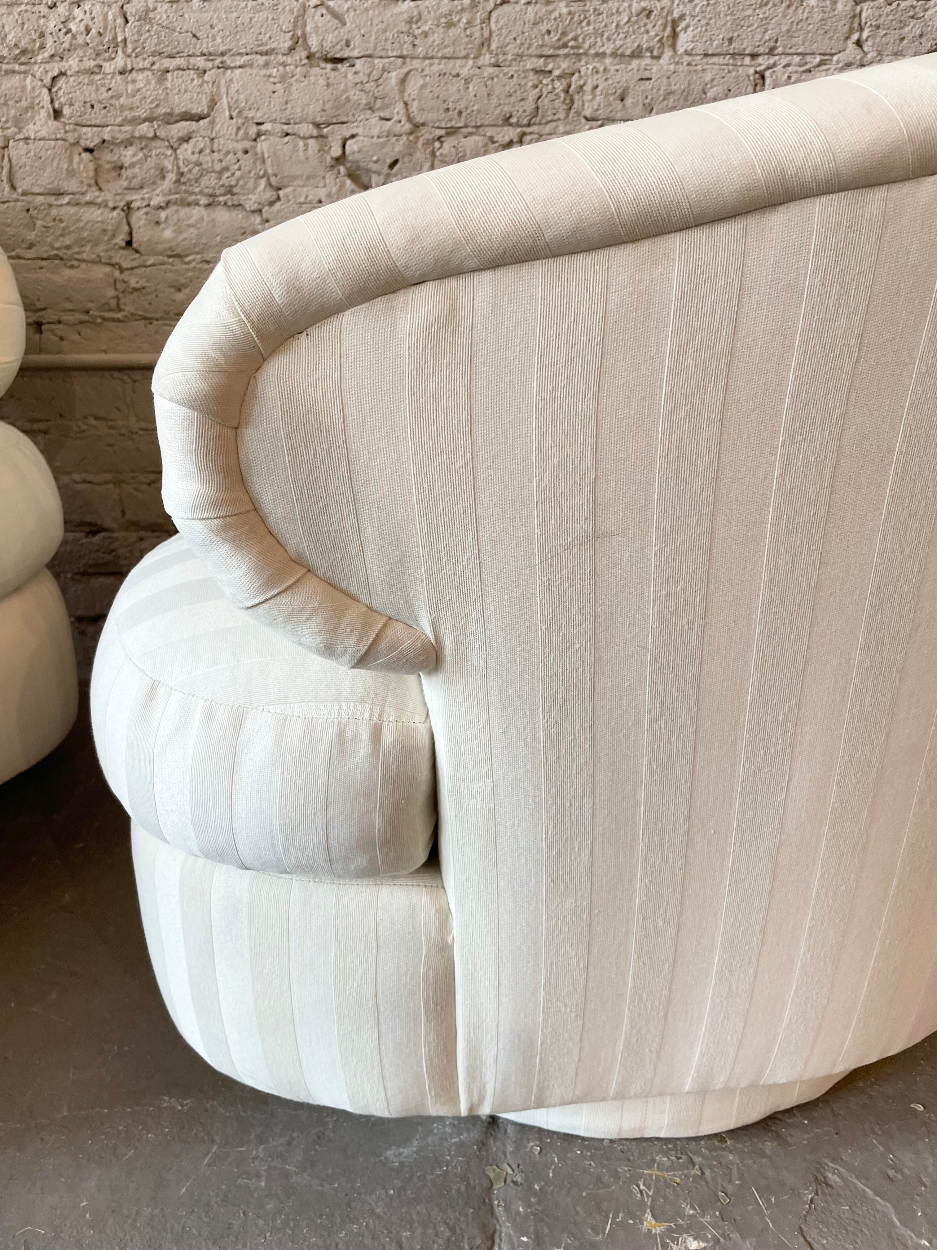 1990s Bernhardt Curved Arm Swivel Chairs - a Pair